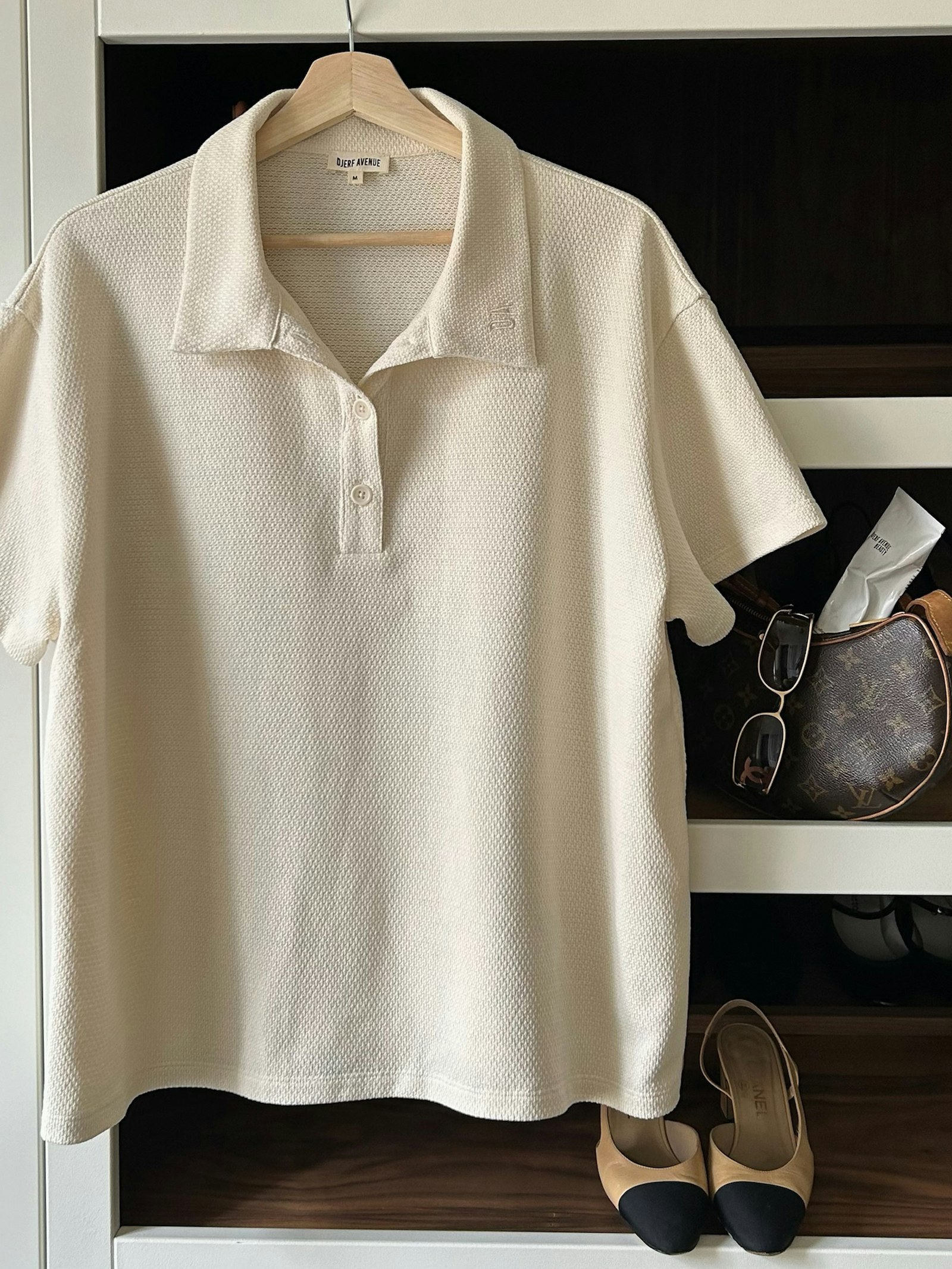 Textured Polo Top Cream