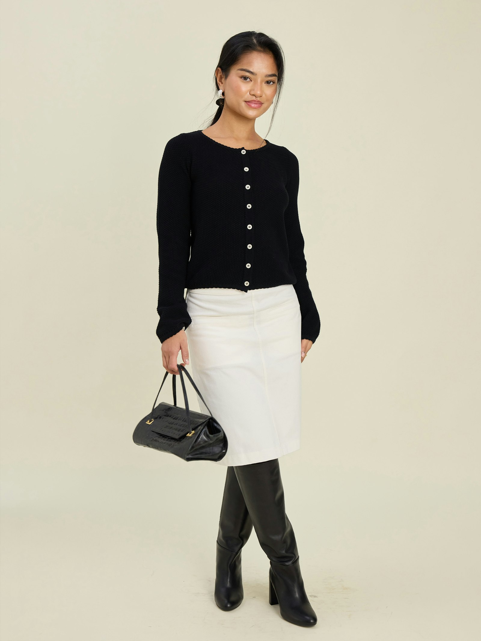 Corduroy Skirt White