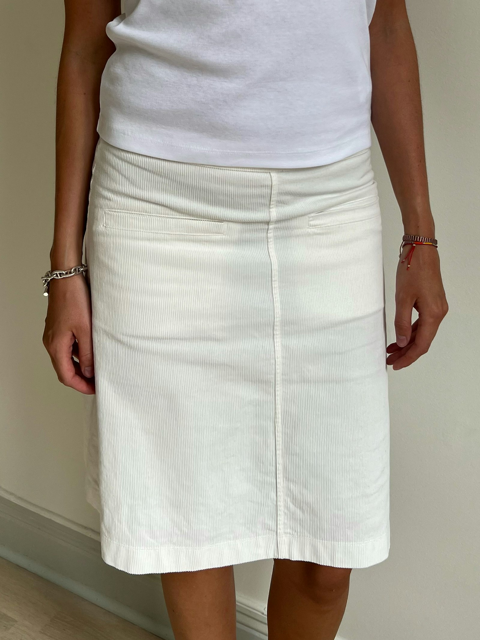 Corduroy Skirt White