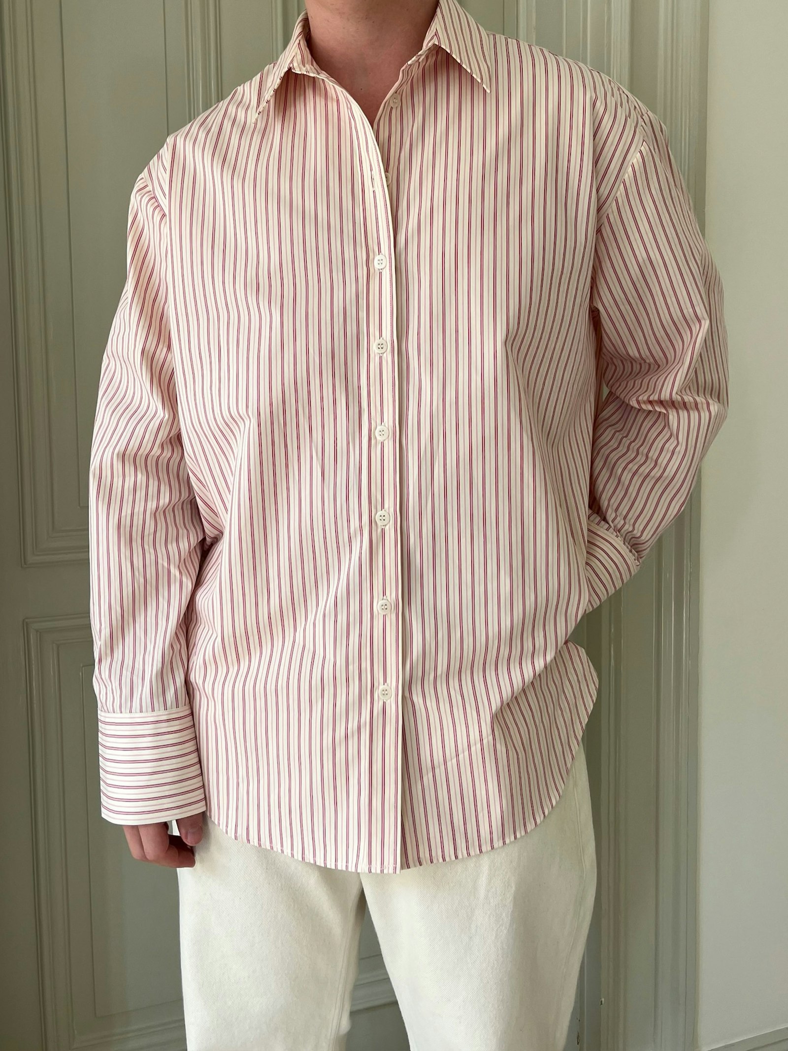 Poplin Classic Shirt Pink Stripe