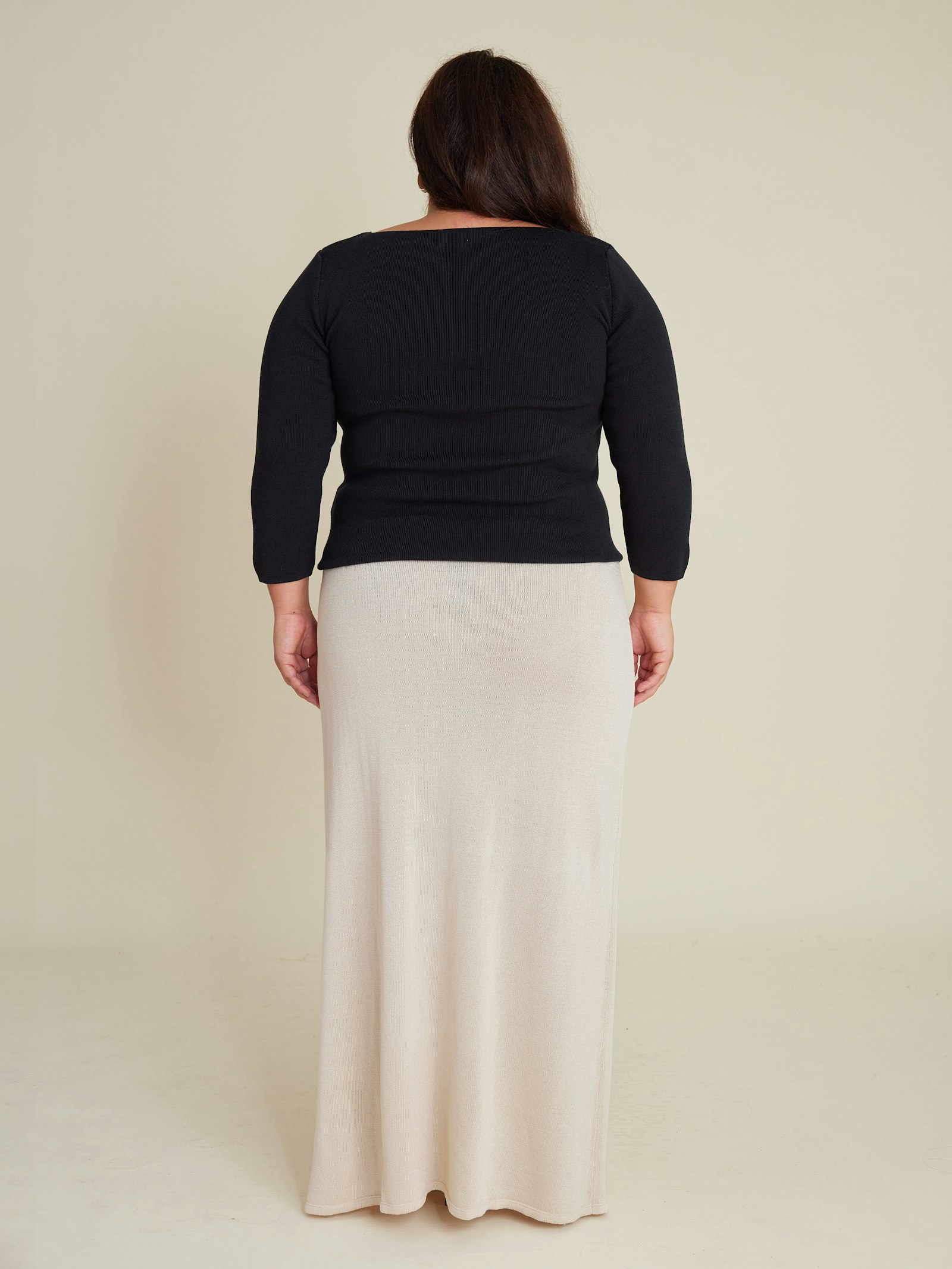 Contrast Midi Skirt Ivory