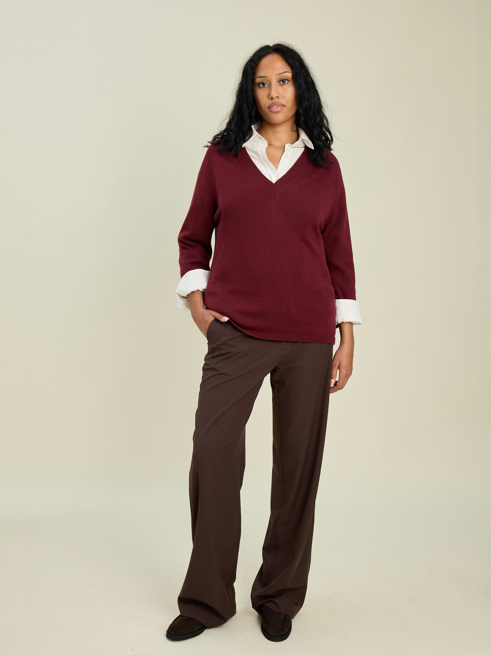 V-neck Sweater Burgundy