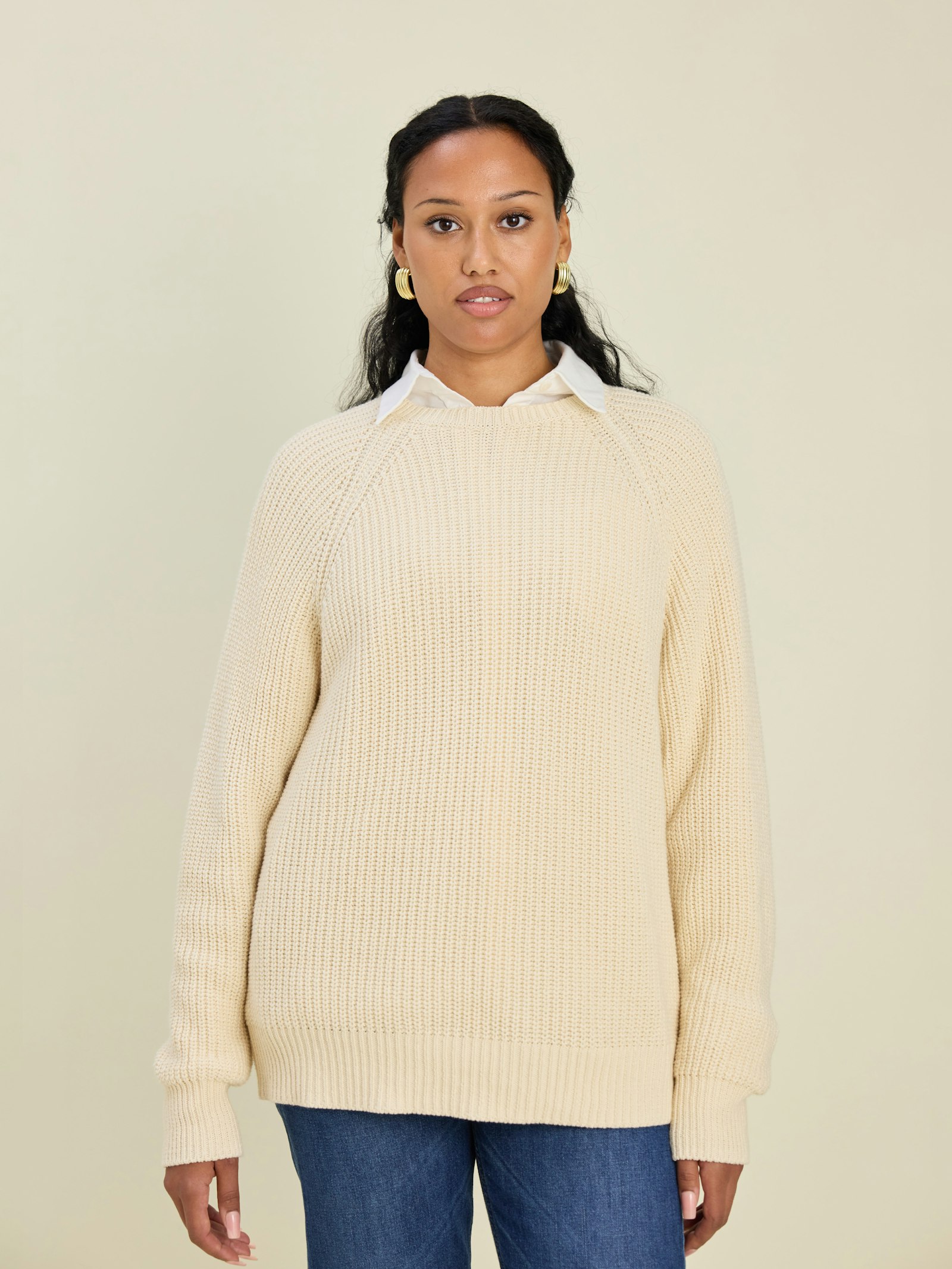 Chunky Raglan Roundneck Off White