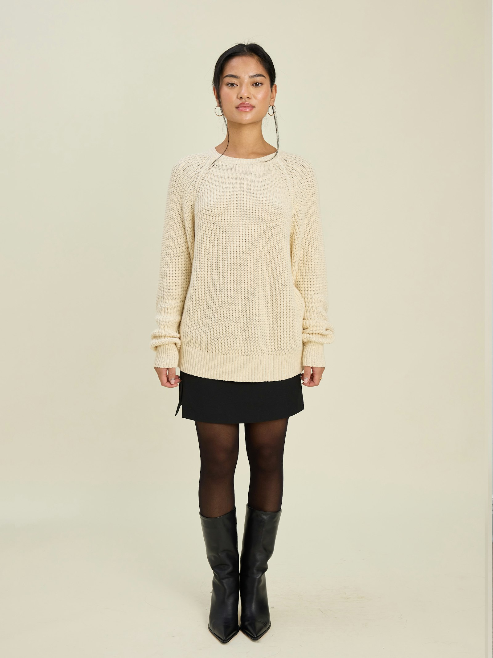 Chunky Raglan Roundneck Off White