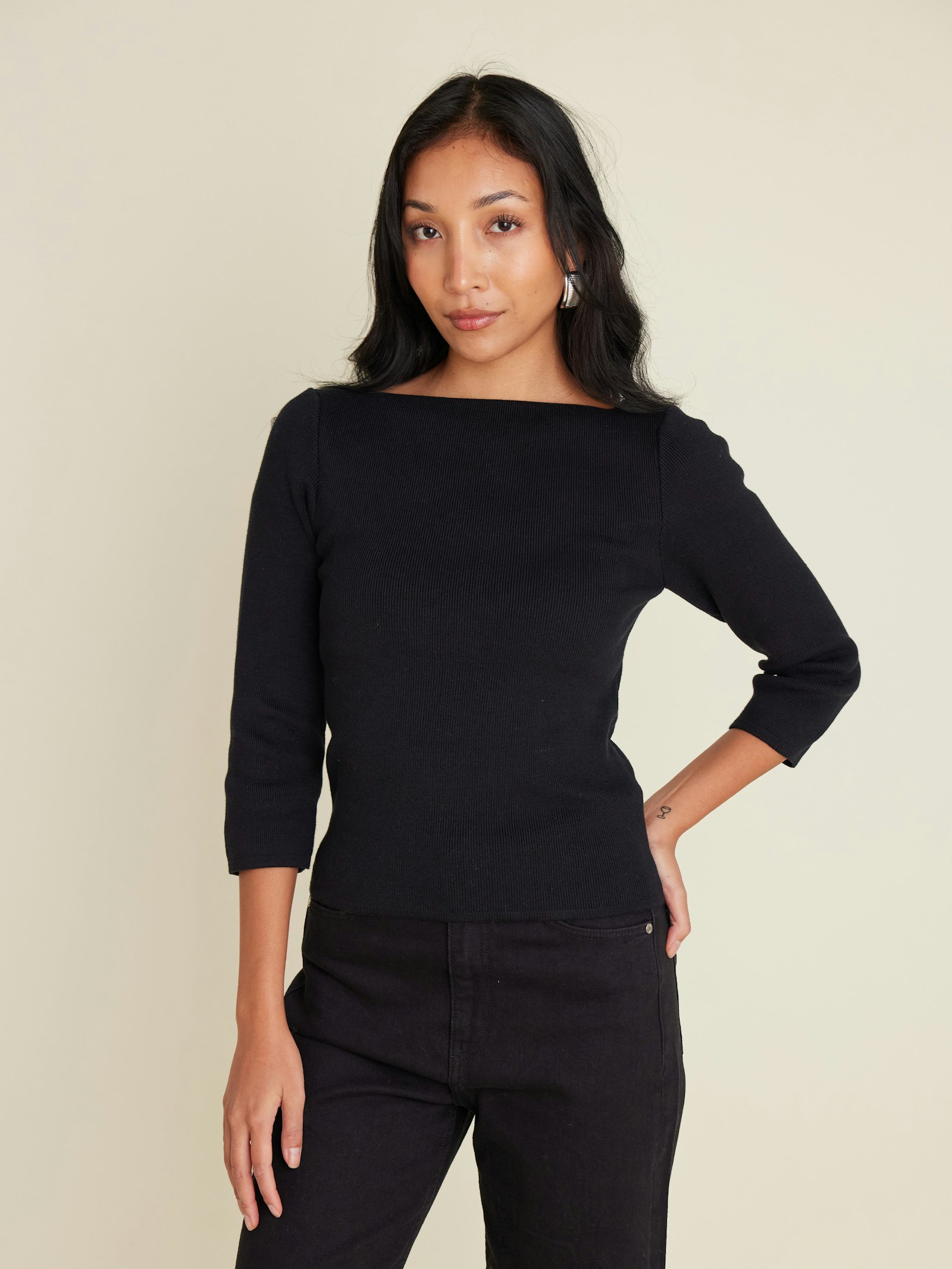 Everyday Bateau Top Black