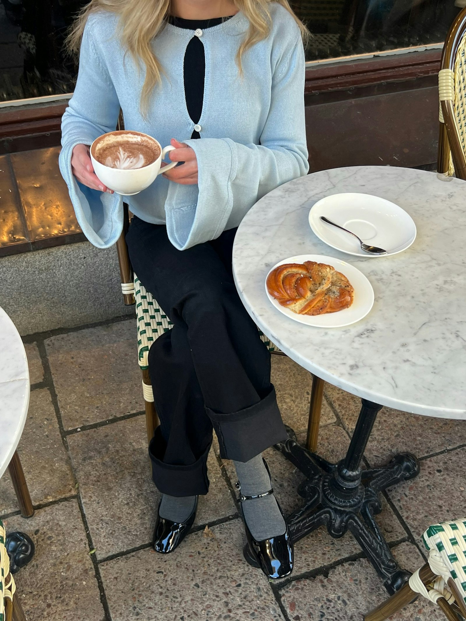 Knitted Button Up Top Blue