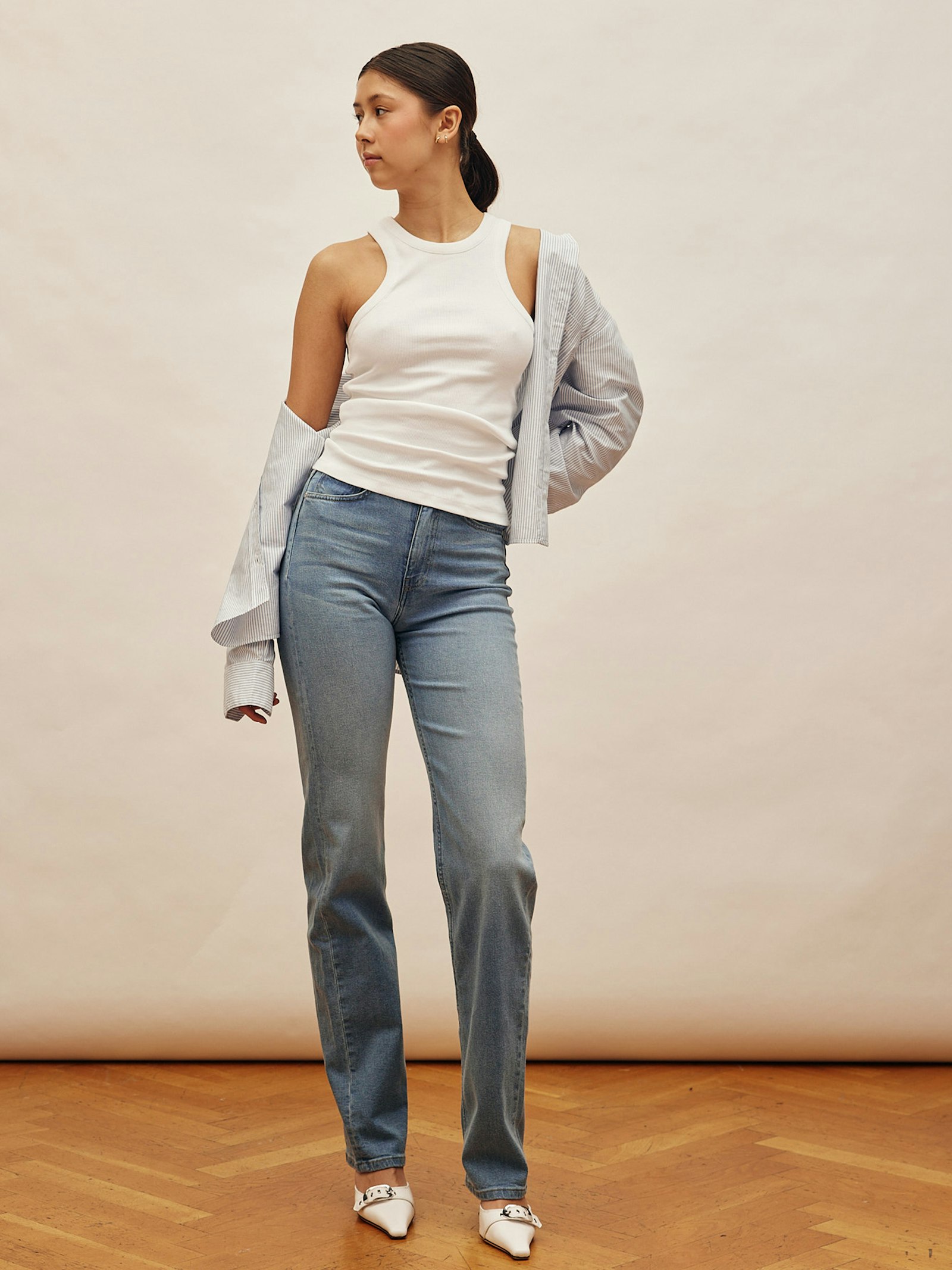 Straight Jeans Mid Blue - Tall - Mid blue | Djerf Avenue