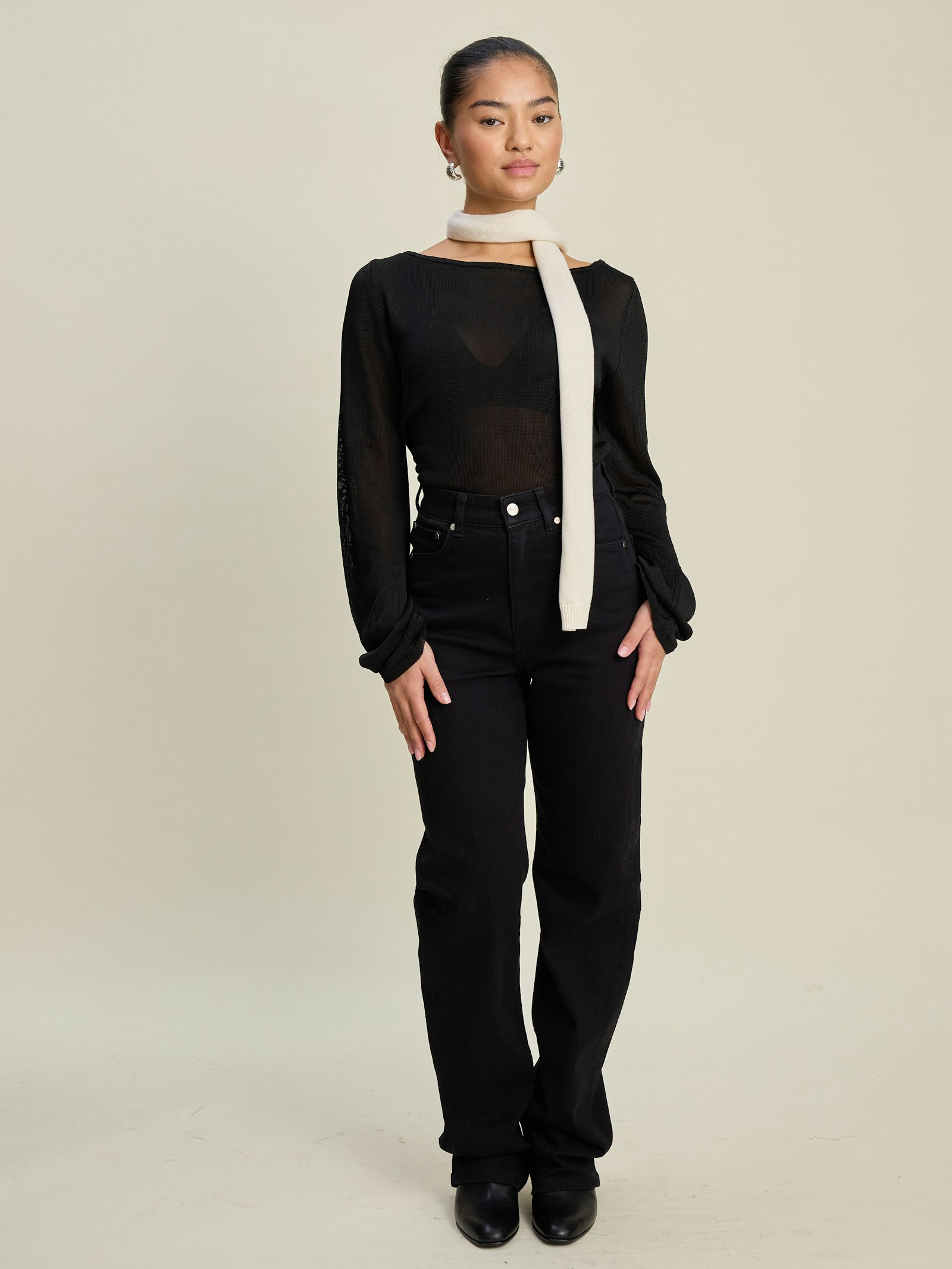 Bateau Long Sleeve Top Black