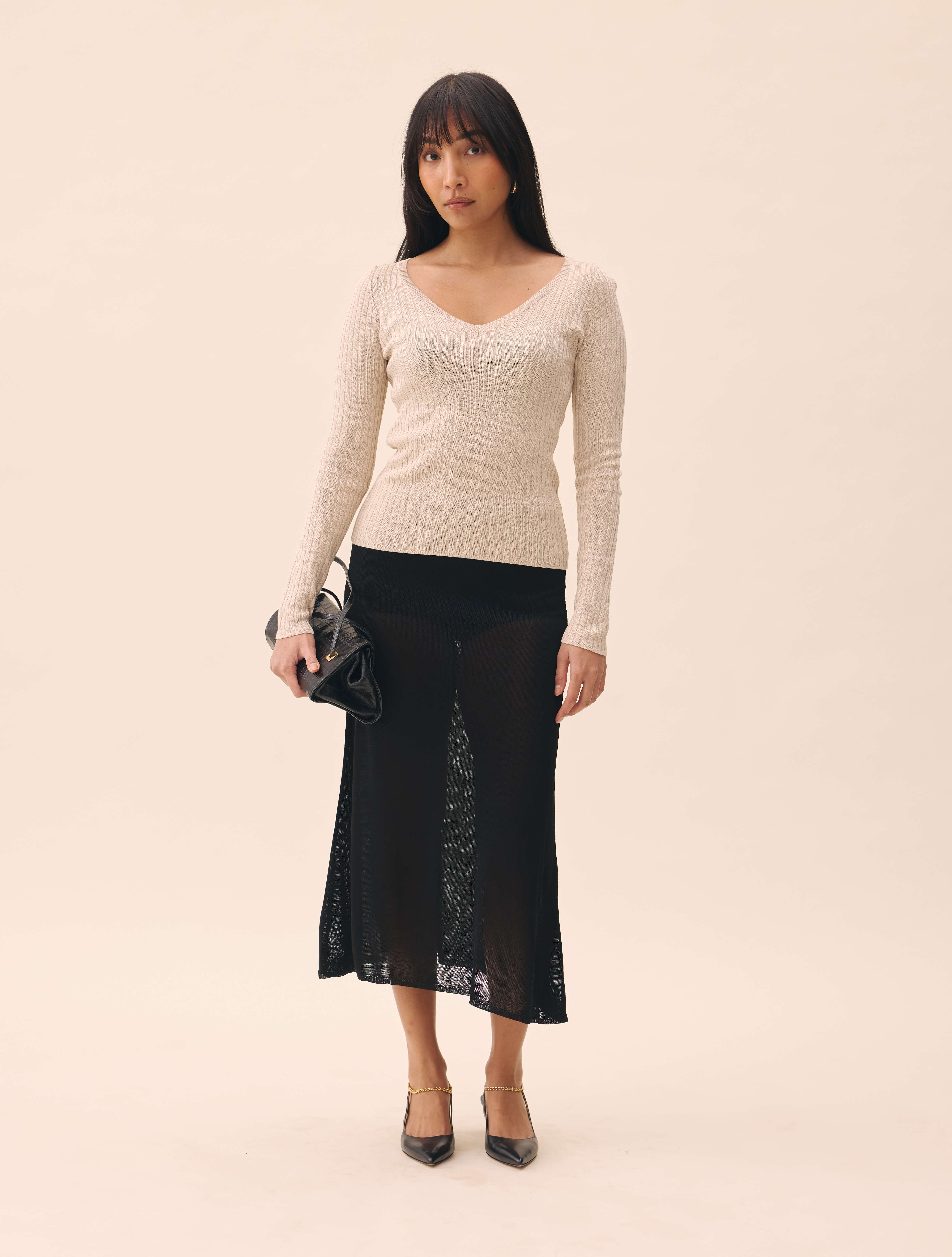 【初回限定】 Knitted Midi Avenue Djerf | Black - Black Skirt ワンピース