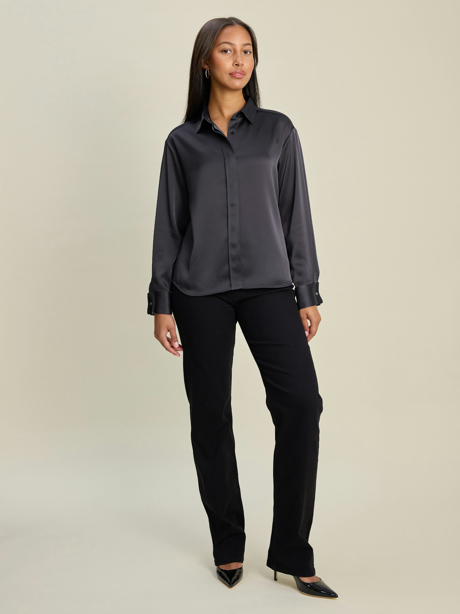 Satin Shirt Anthracite