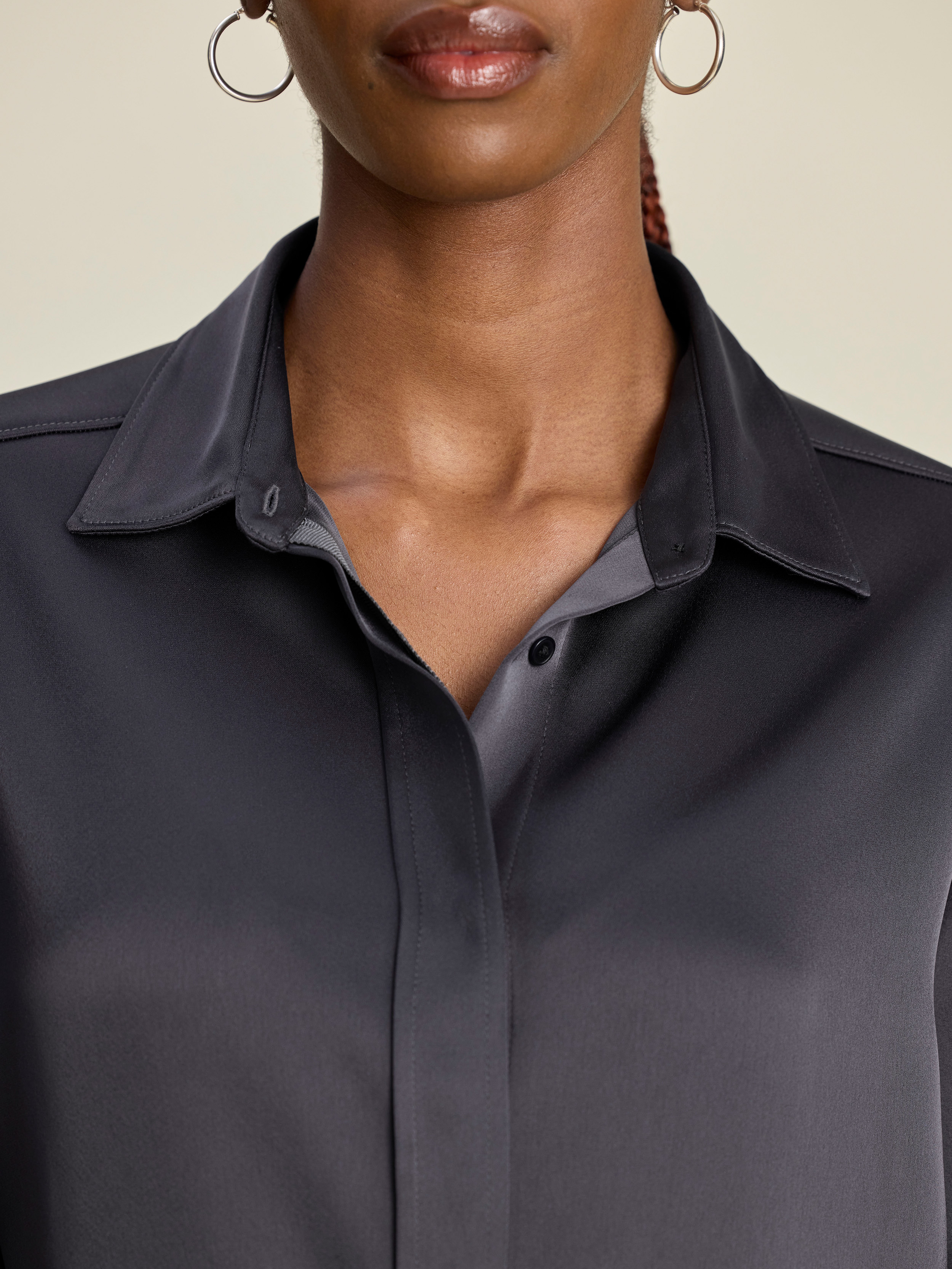 Satin Shirt Anthracite - Anthracite | Djerf Avenue Satin Shirt Anthracite - Anthracite | Djerf Avenue