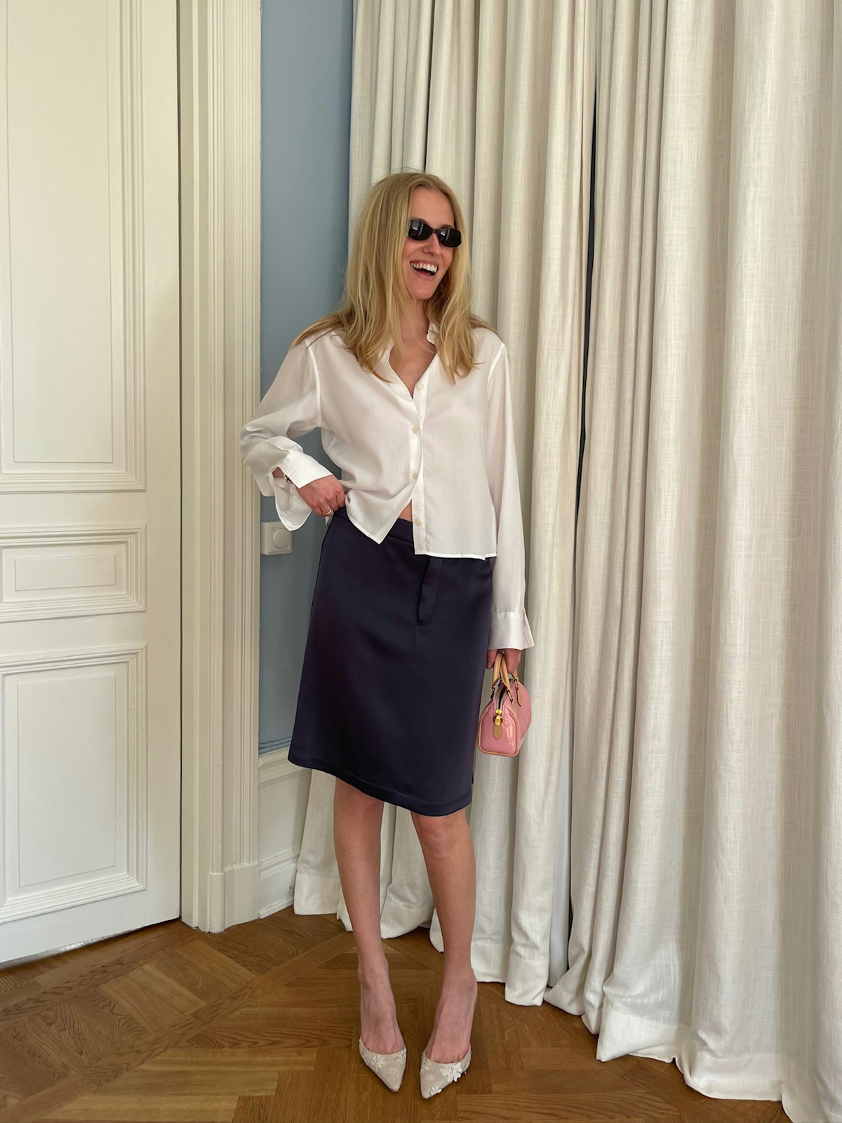 Satin A-lined Skirt Anthracite