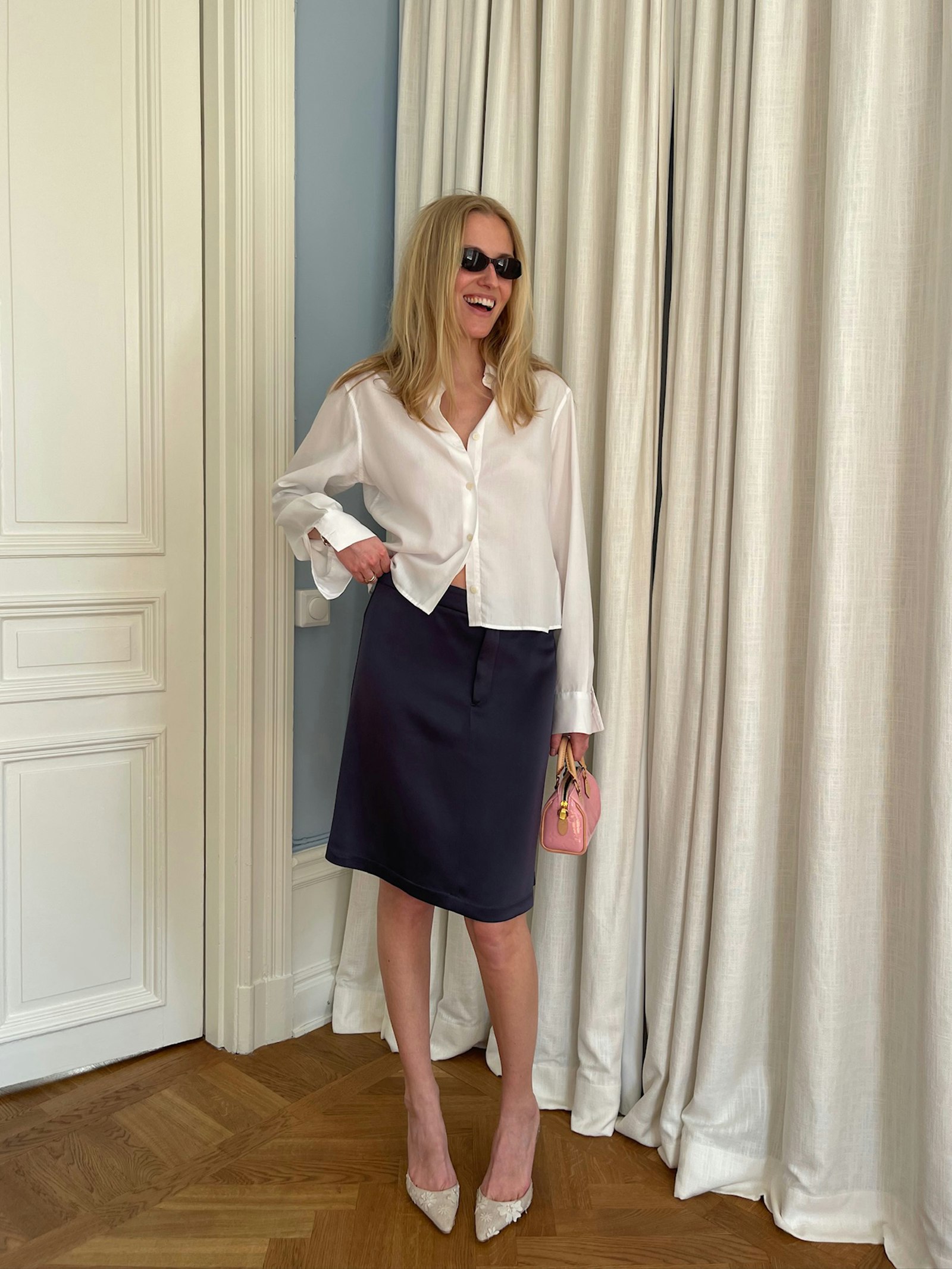 Satin A-lined Skirt Anthracite