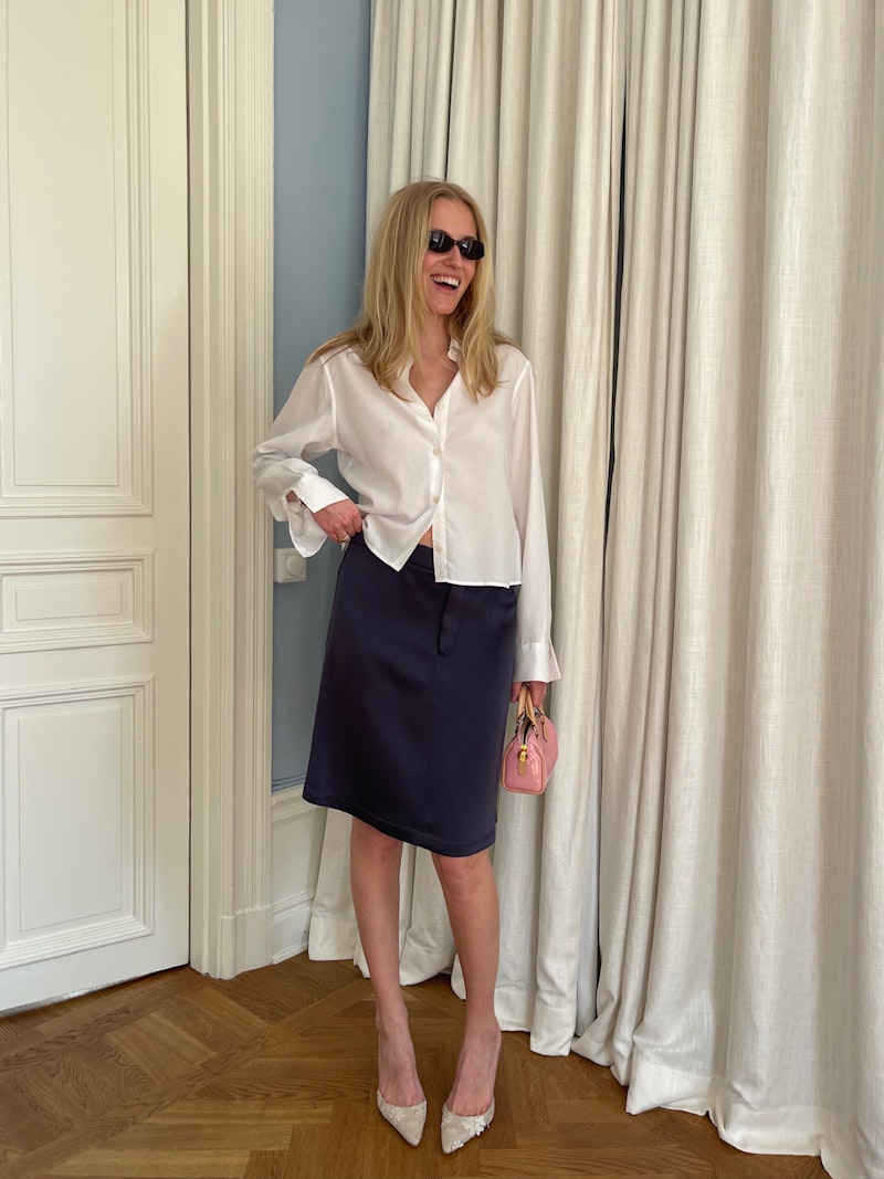 Satin A-lined Skirt Anthracite
