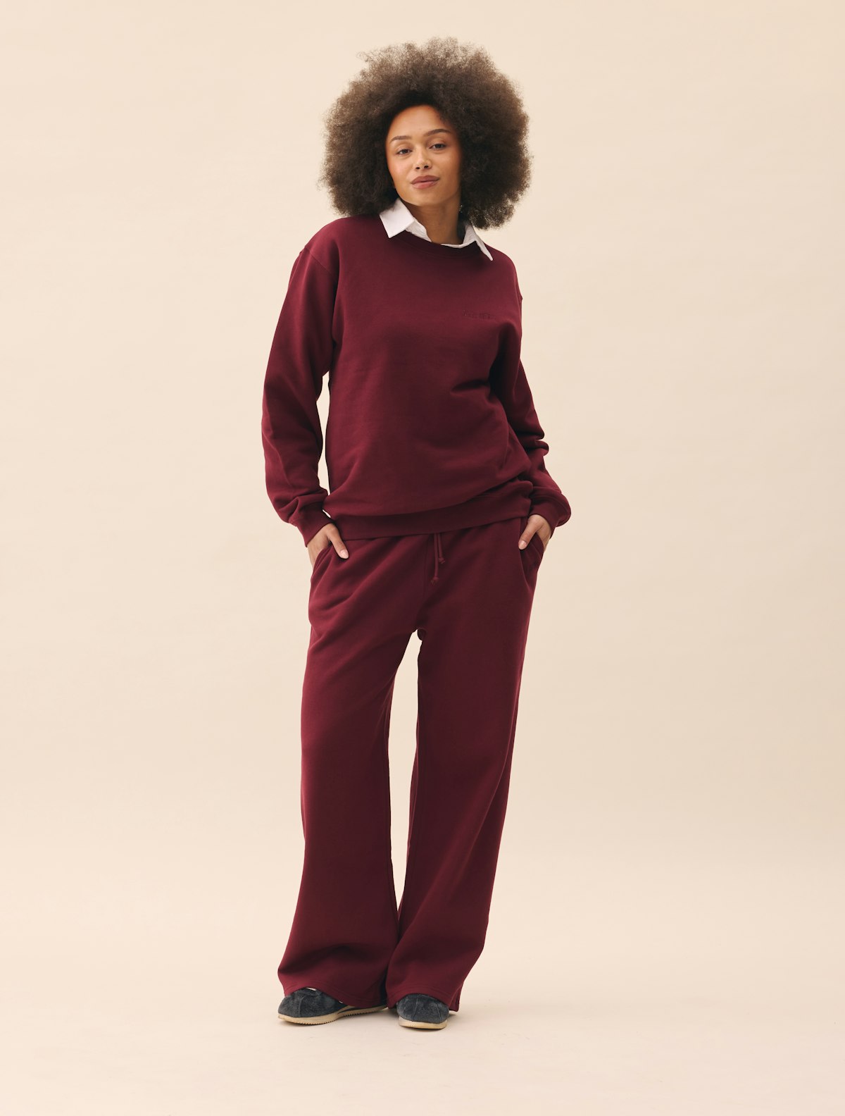 Wide Leg Sweatpants Burgundy