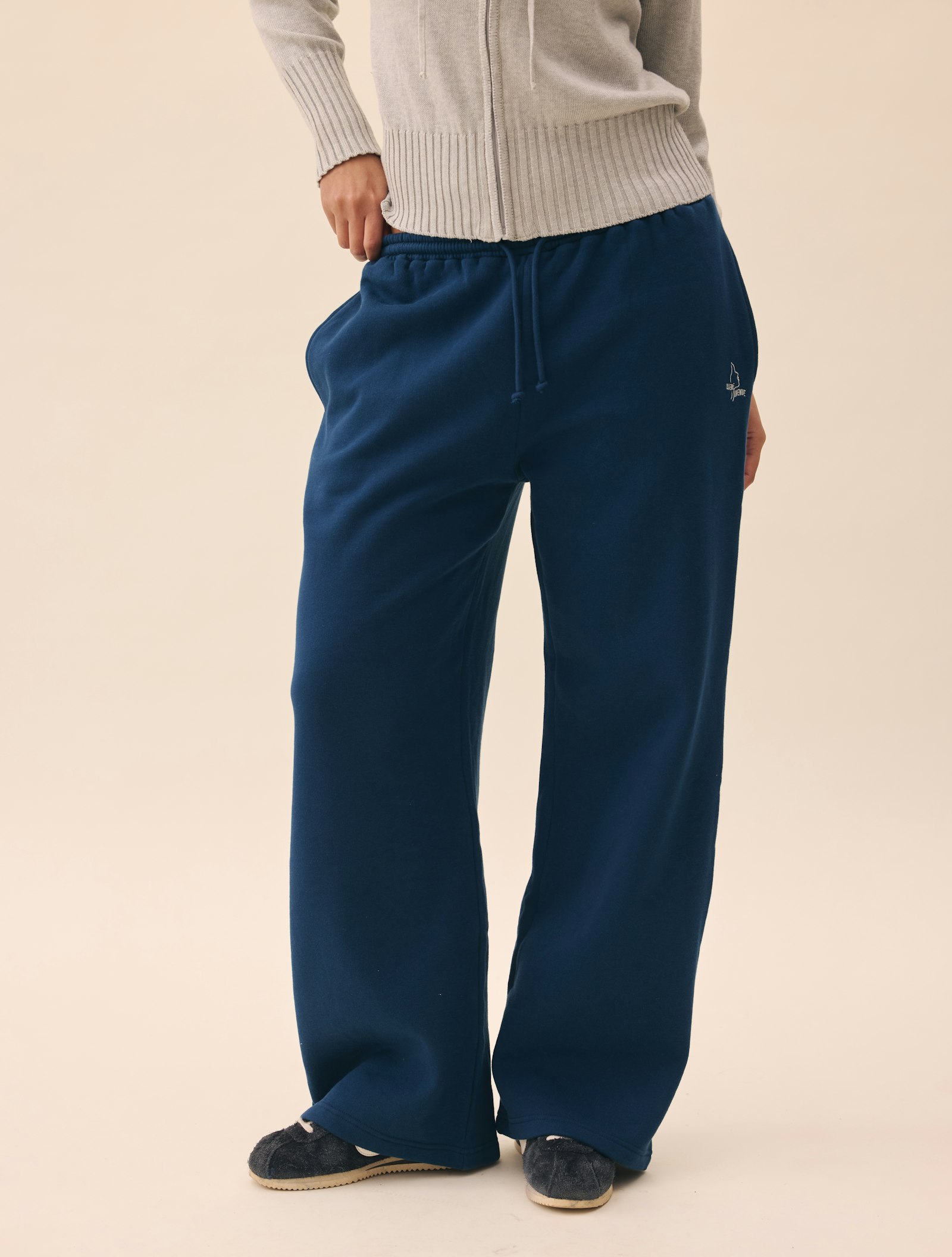 Wide Leg Sweatpants Retro Blue