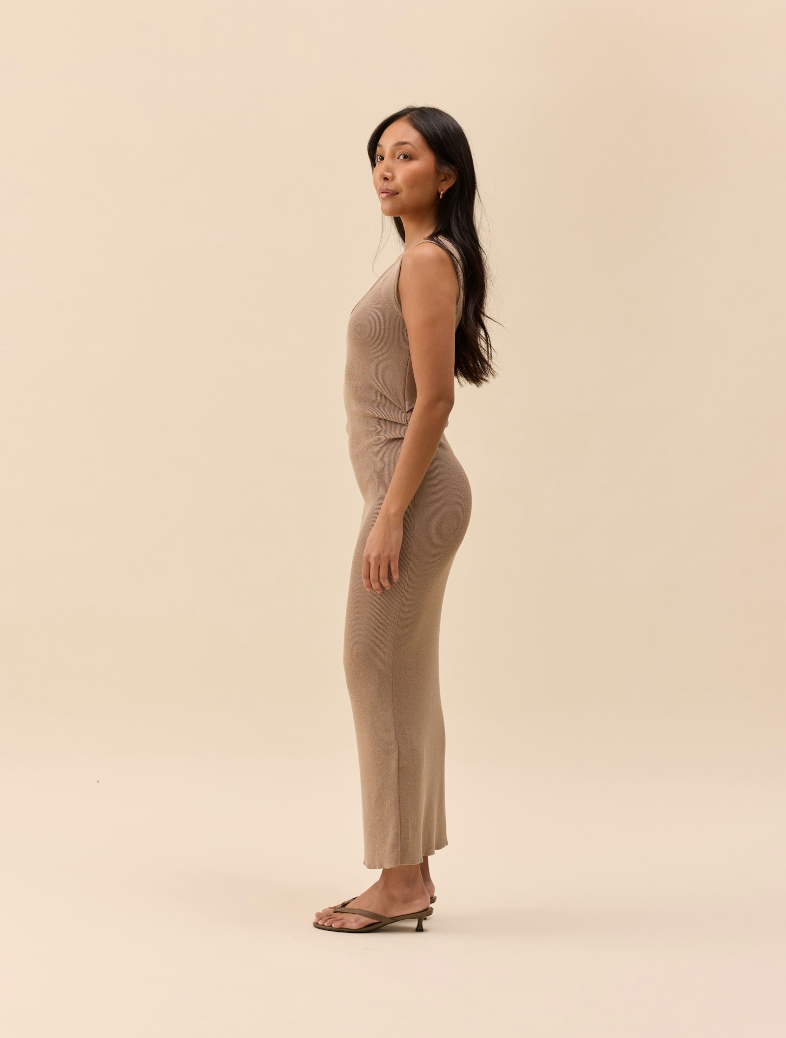 Knitted Tank Dress Taupe