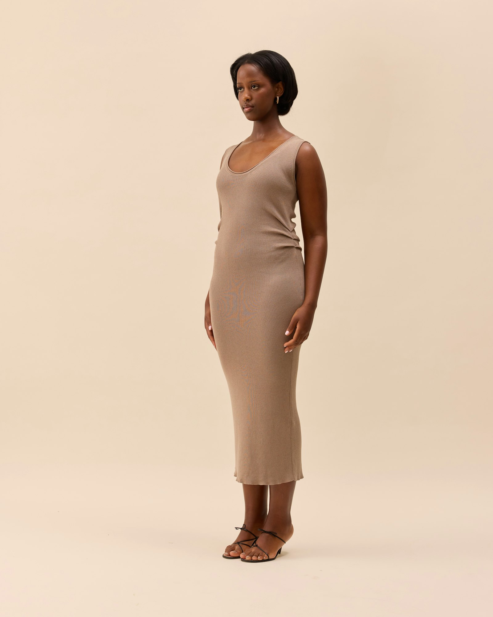 Knitted Tank Dress Taupe