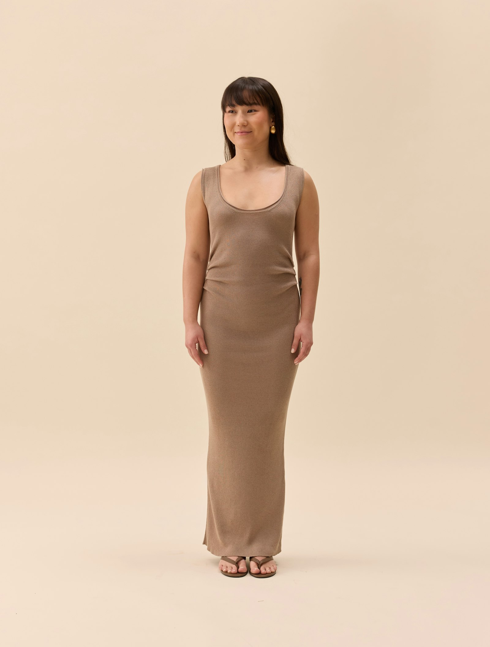 Knitted Tank Dress Taupe