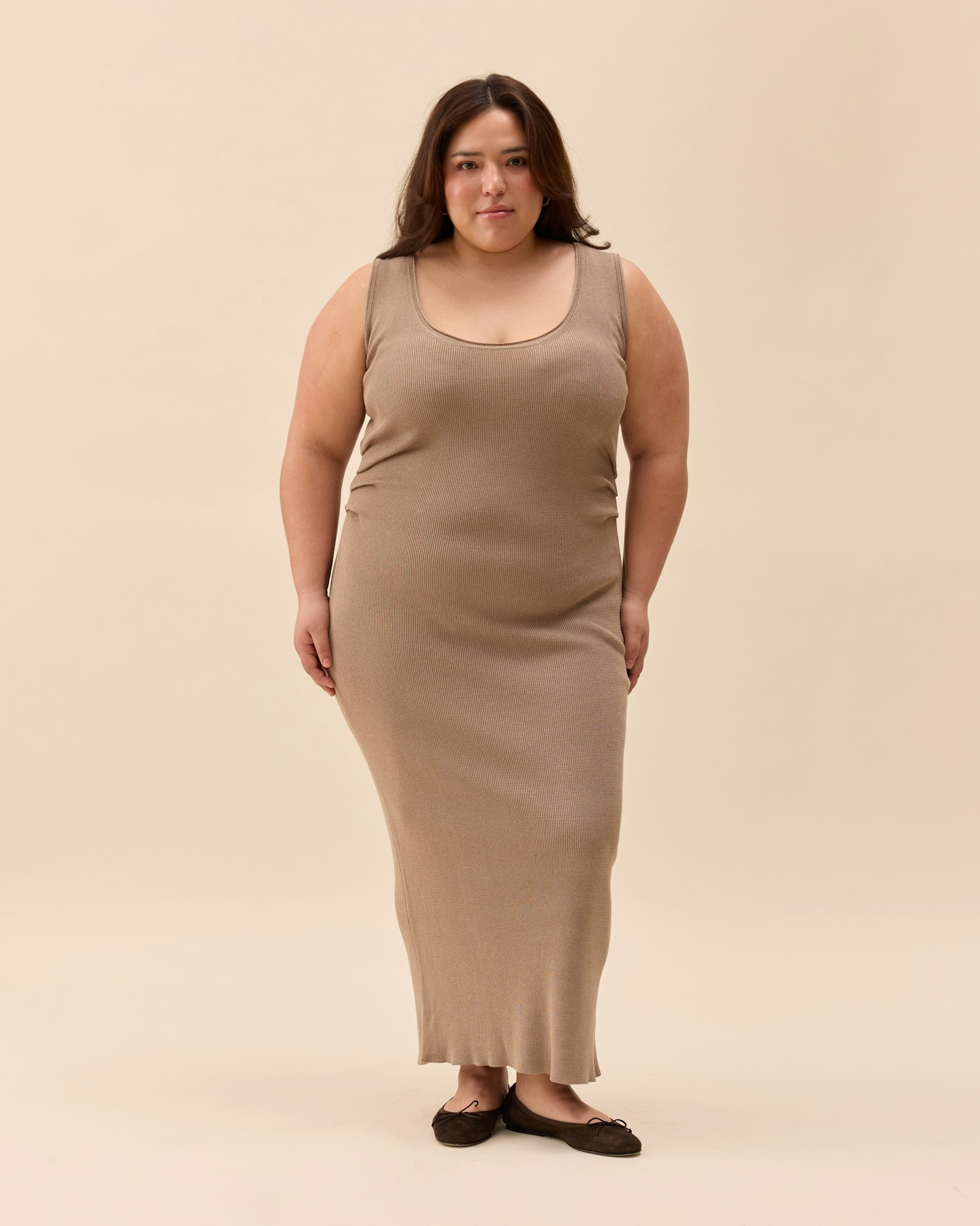 Knitted Tank Dress Taupe