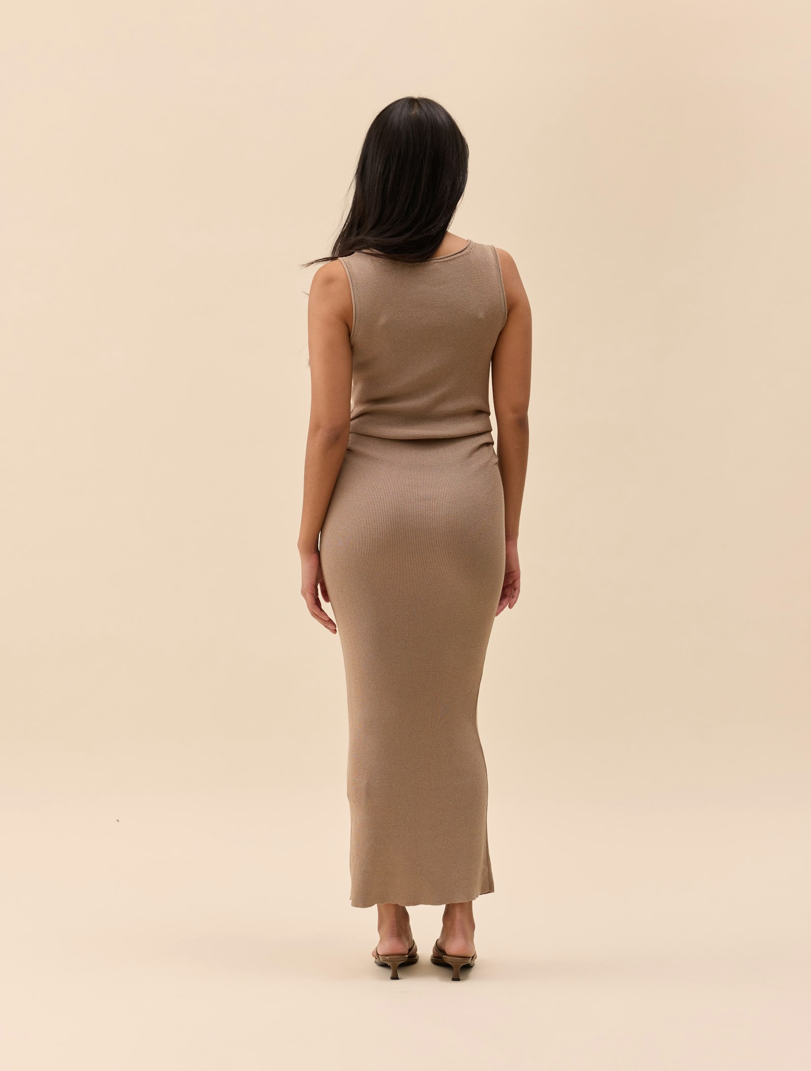 Knitted Tank Dress Taupe