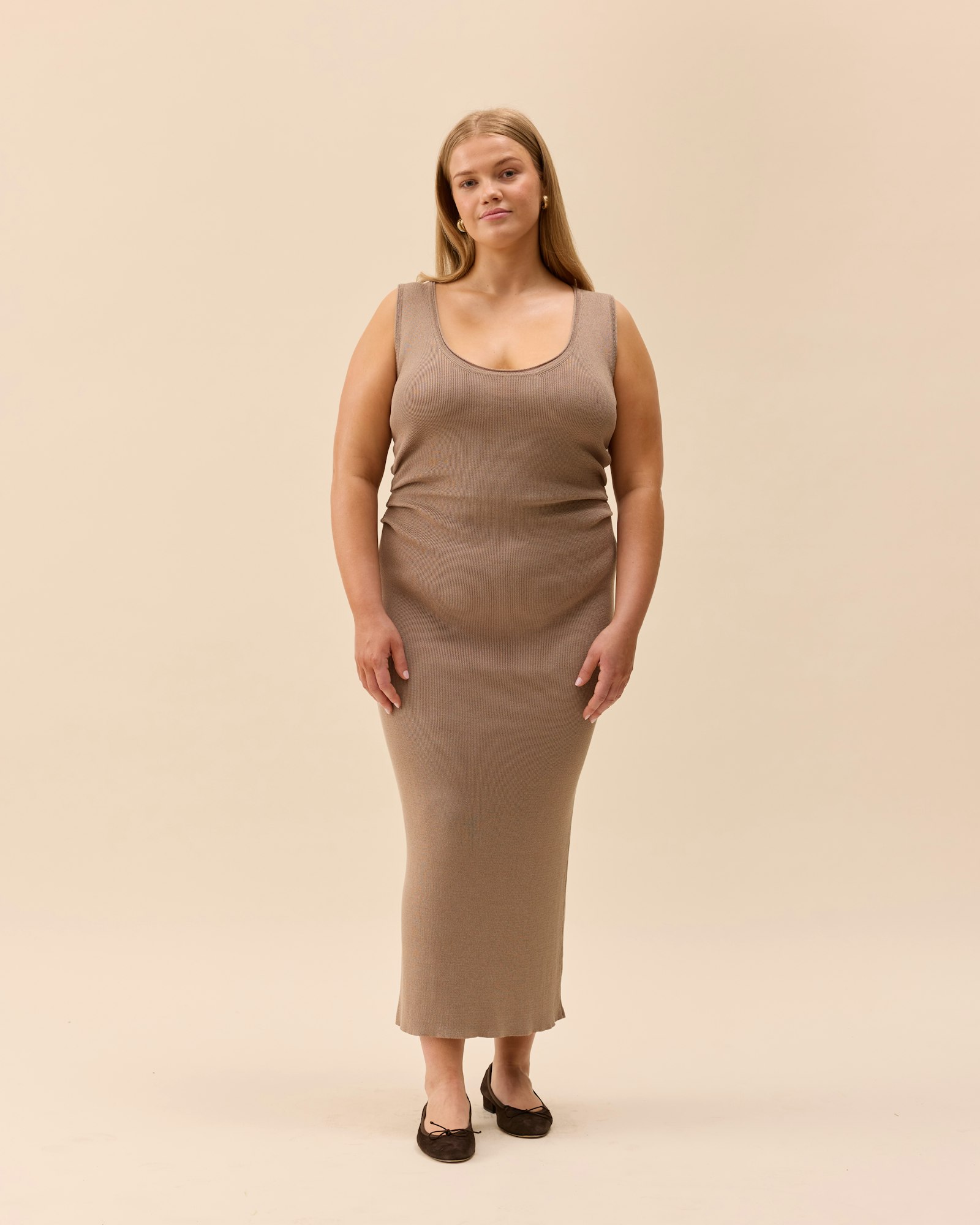 Knitted Tank Dress Taupe