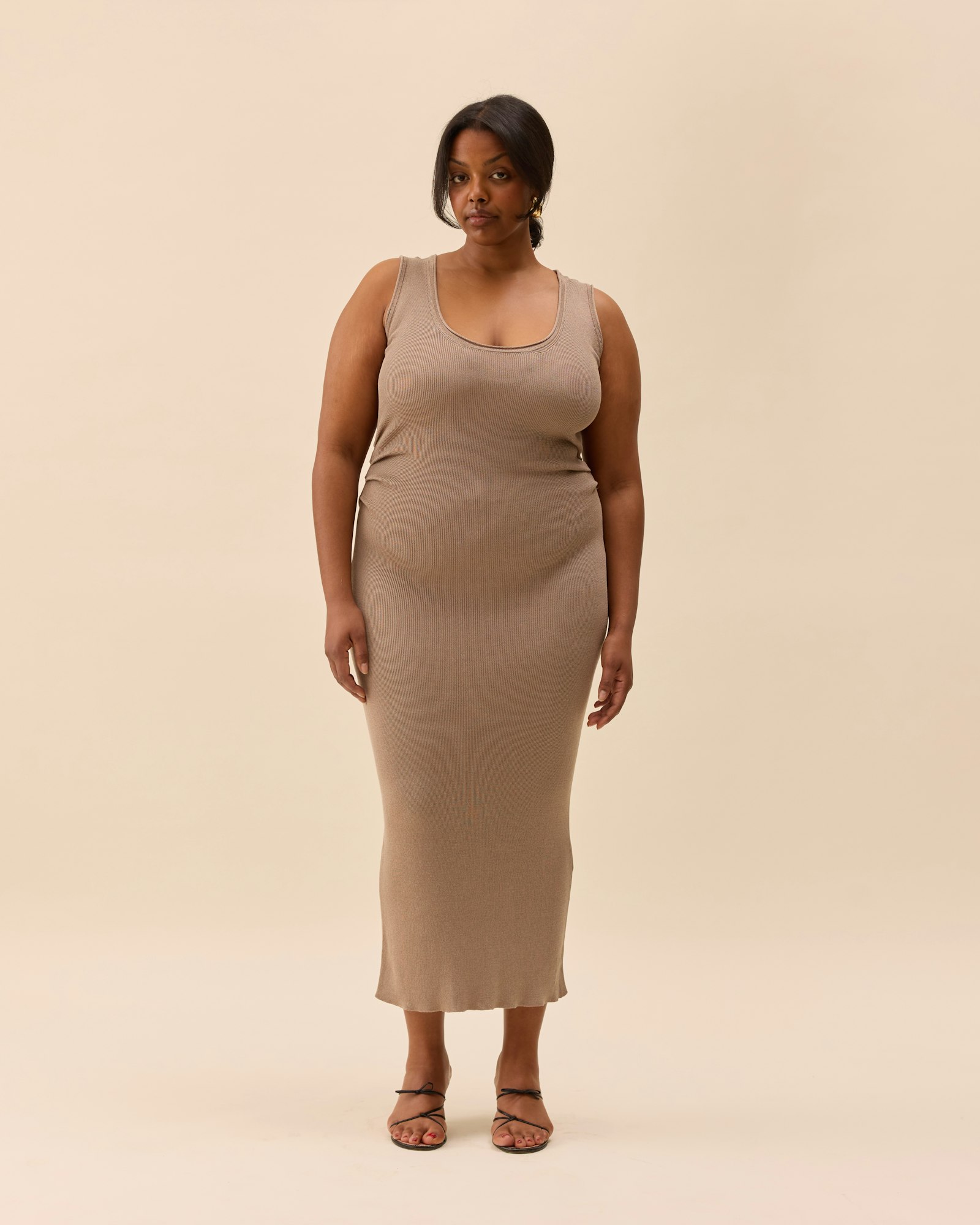 Knitted Tank Dress Taupe