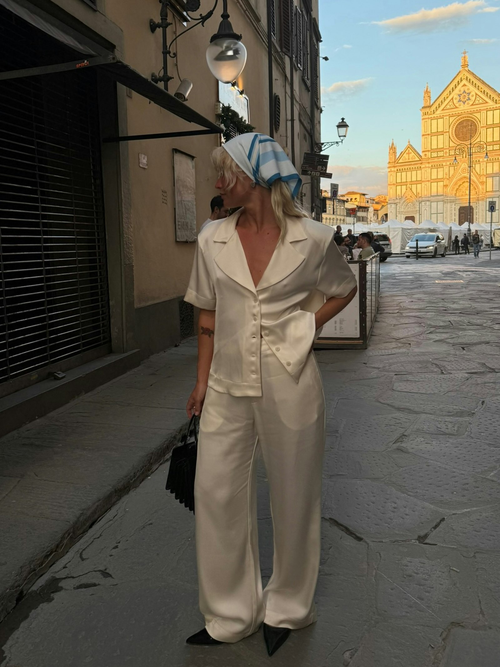 Satin Short Sleeve Blouse Ivory