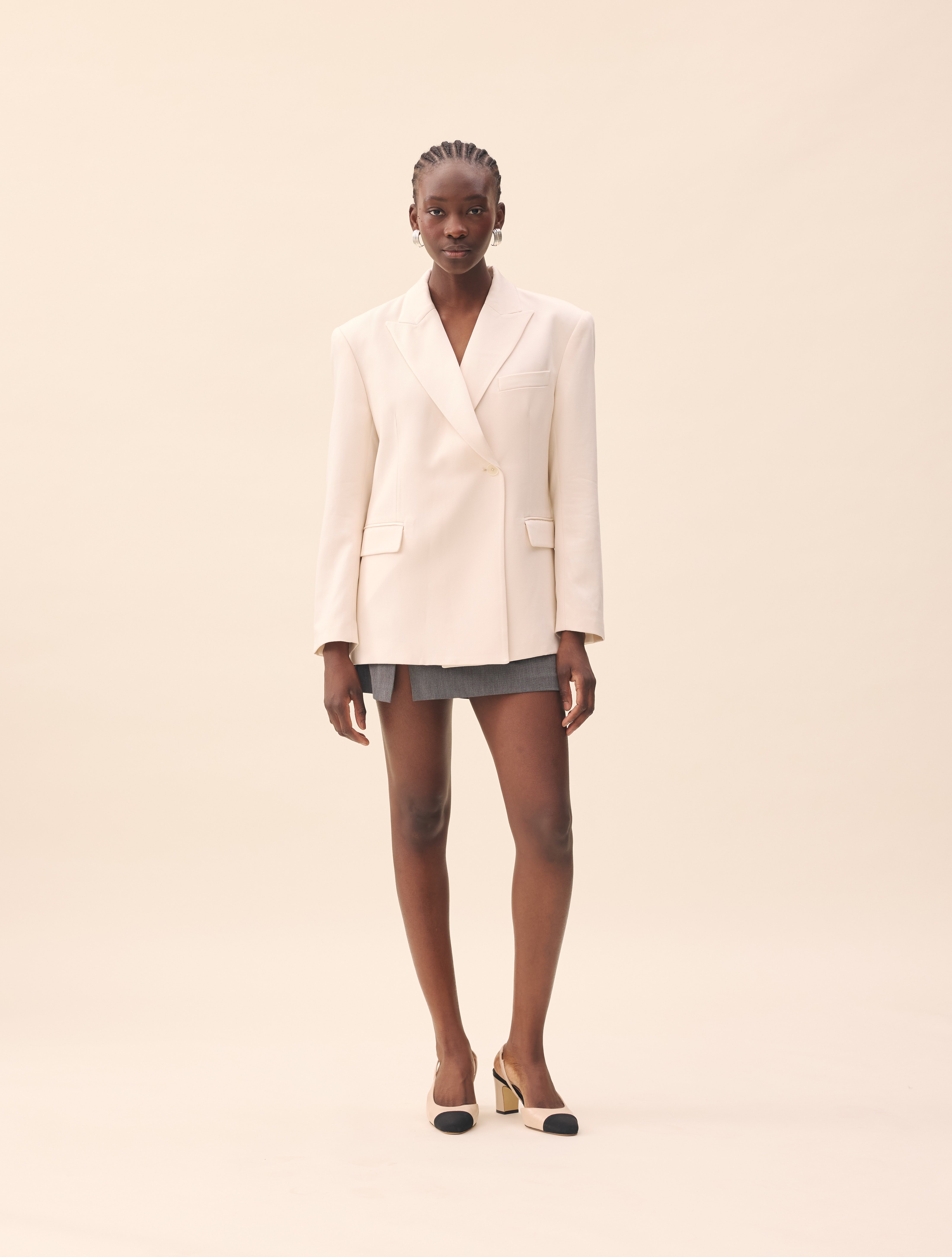 muguet stand collar midi coat  (ivory） muguet stand collar midi coat（PINK）
