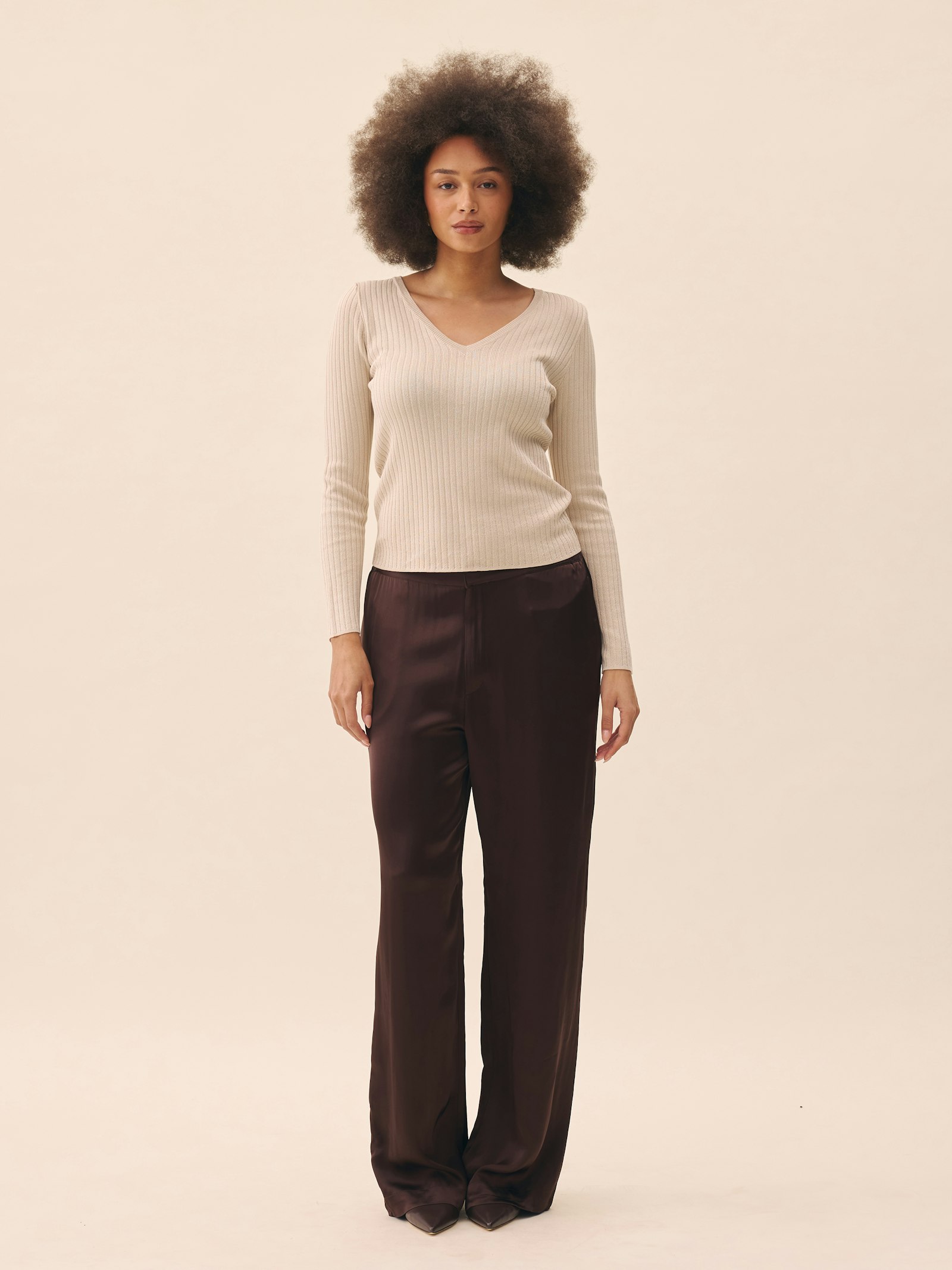 Satin Viscose Pants Tall Dark Mocha