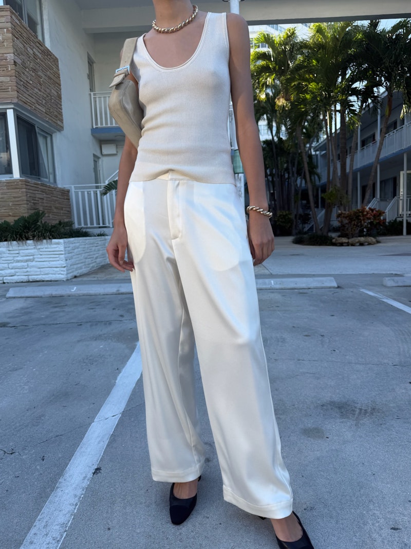 Satin Pants Tall Ivory