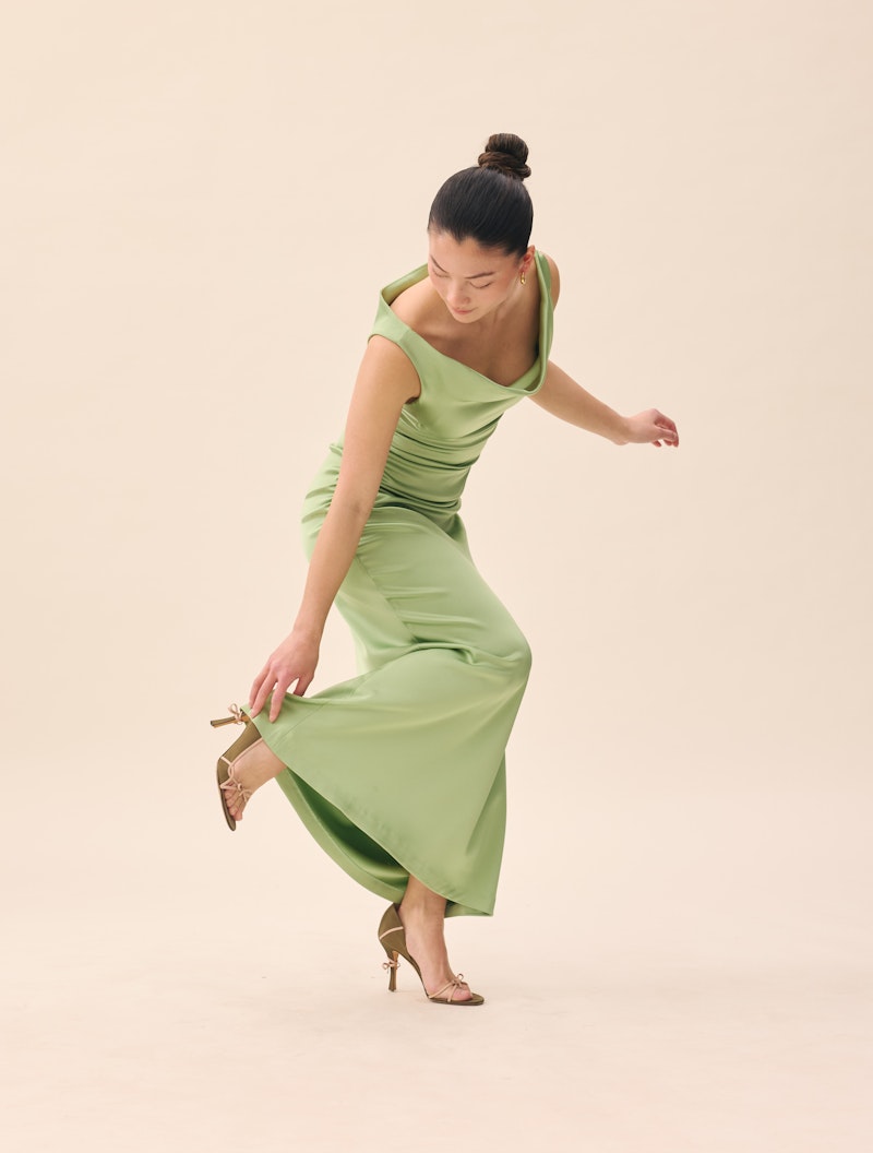 Occasion Satin Dress Pistachio