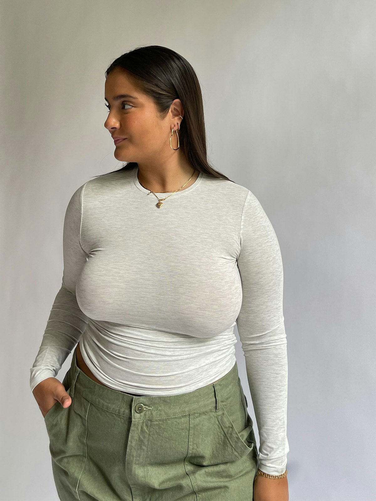 Daily Long Sleeve Top Grey Melange