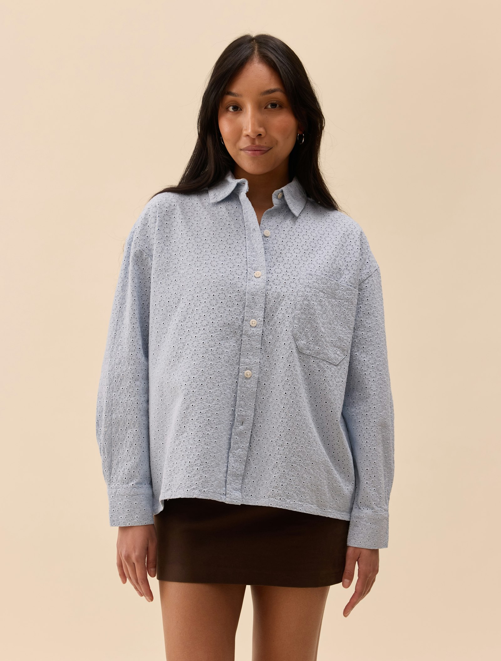Broderie Shirt Airy Blue