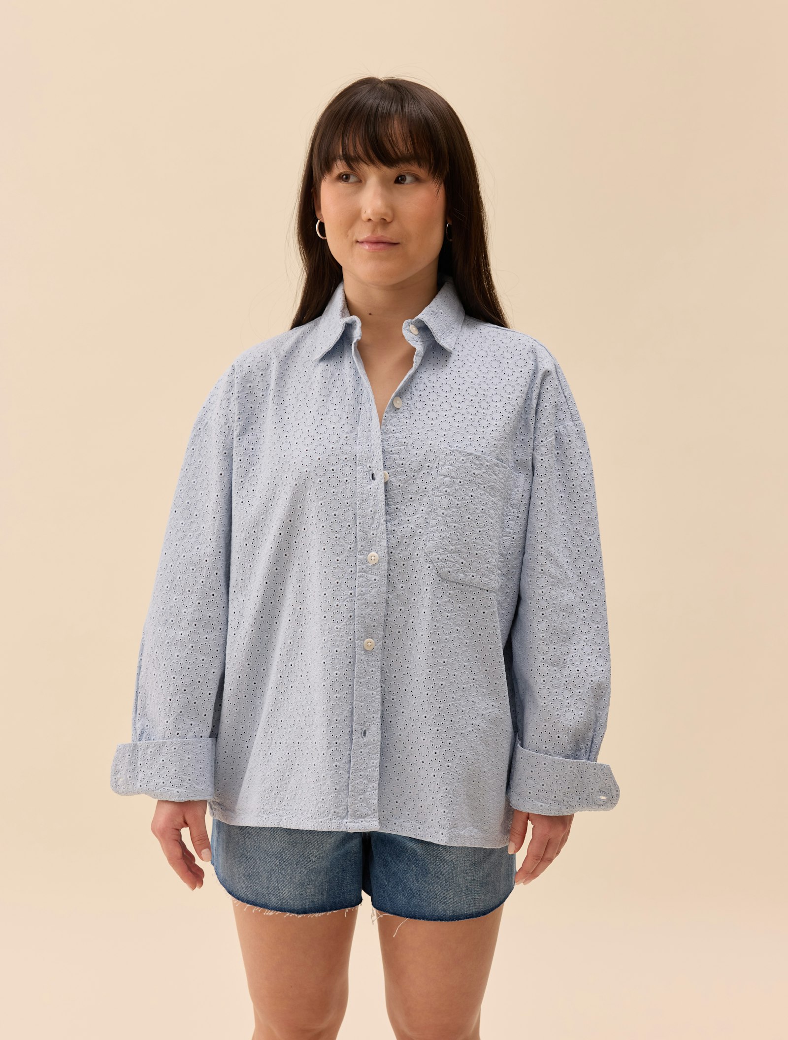 Broderie Shirt Airy Blue