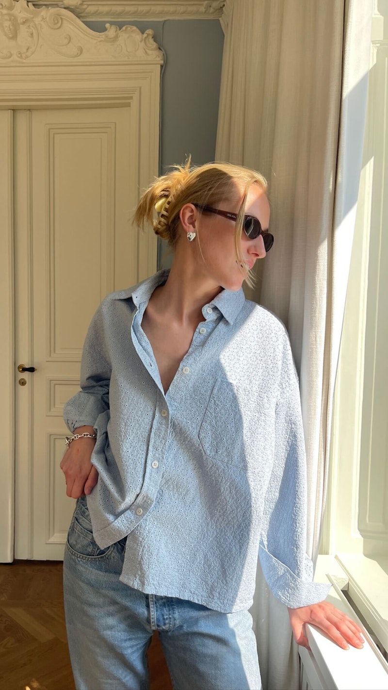 Broderie Shirt Airy Blue