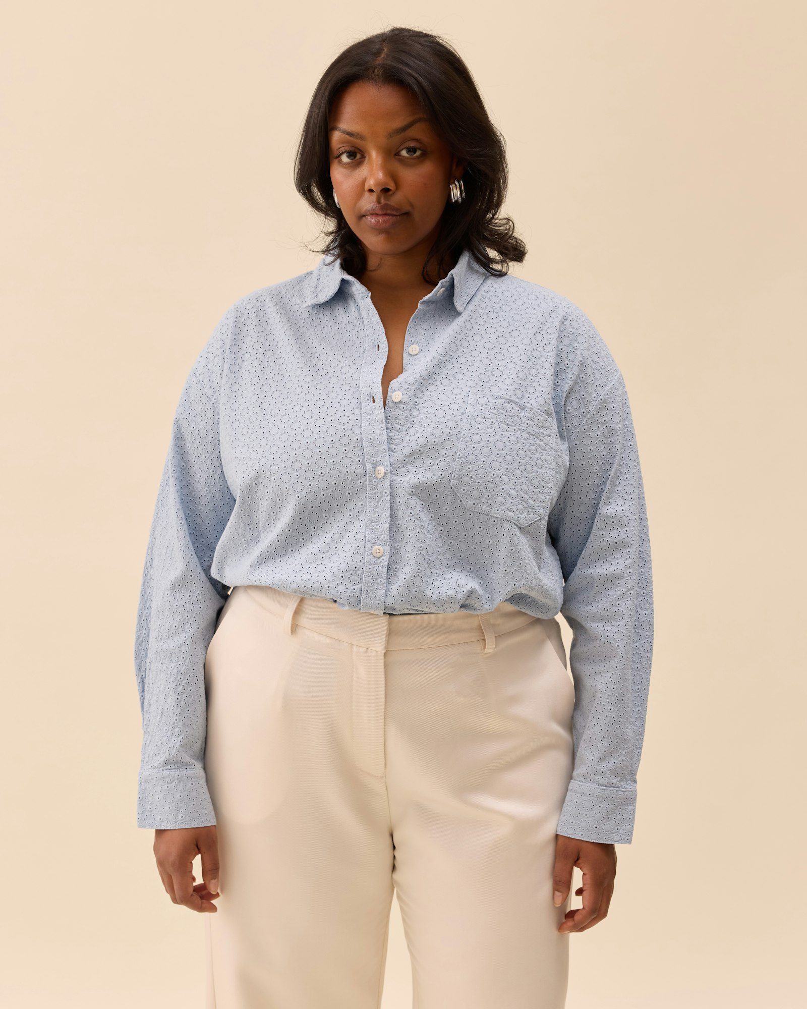 Broderie Shirt Airy Blue