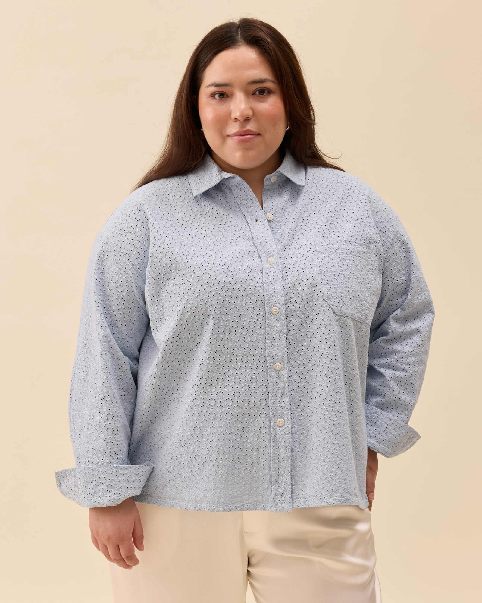 Broderie Shirt Airy Blue