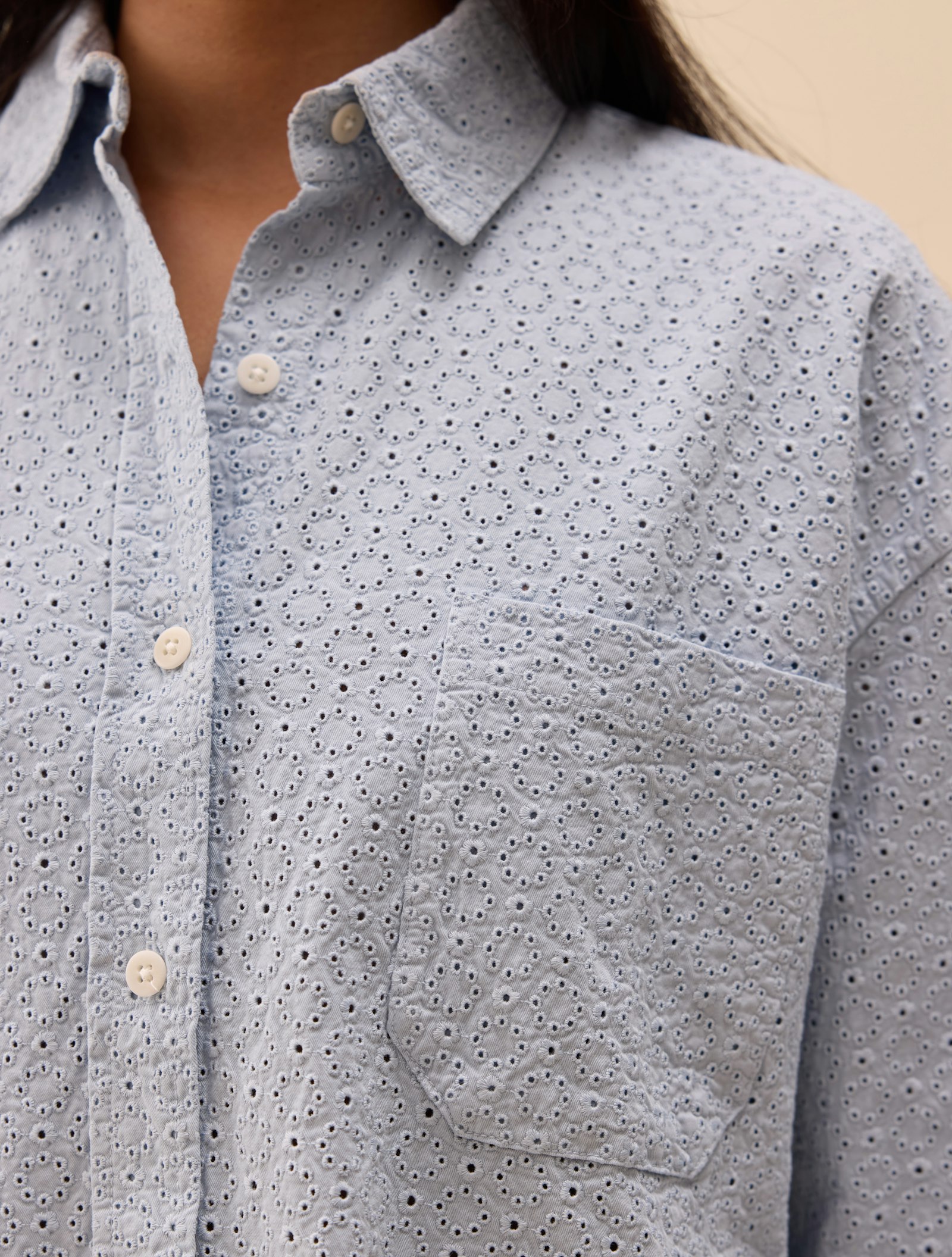 Broderie Shirt Airy Blue