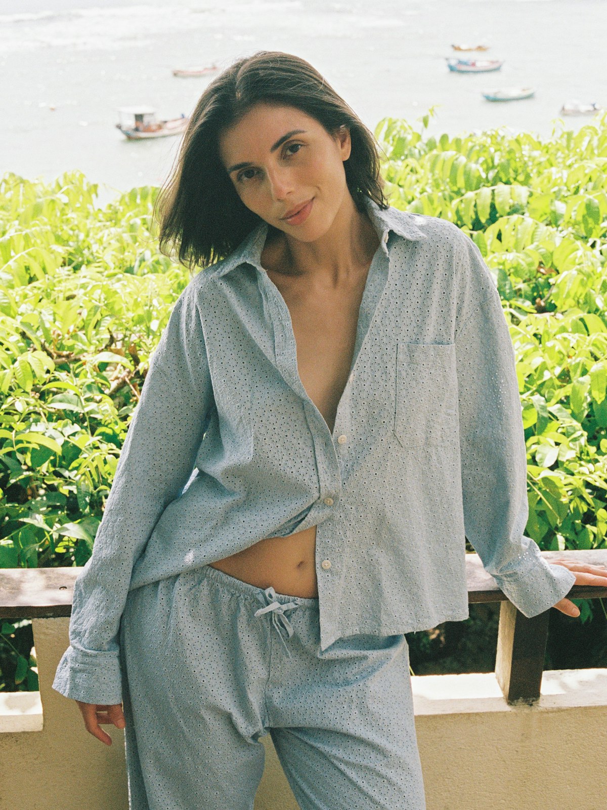 Broderie Shirt Airy Blue
