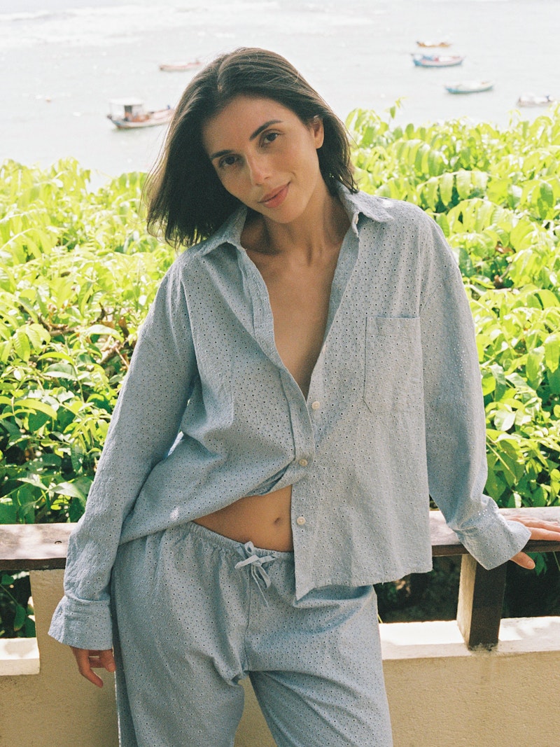 Broderie Shirt Airy Blue