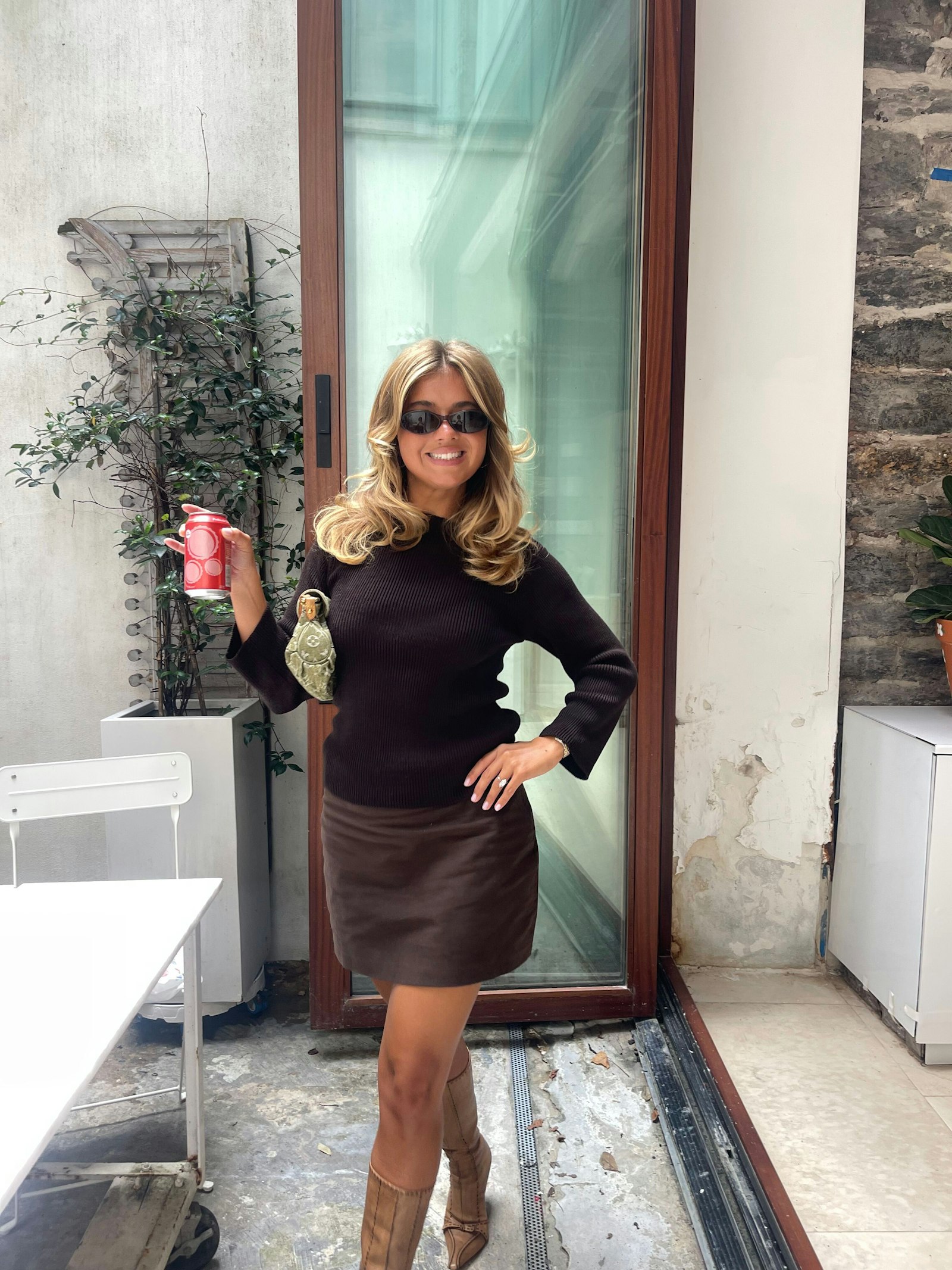 Moleskin Mini Skirt Brown