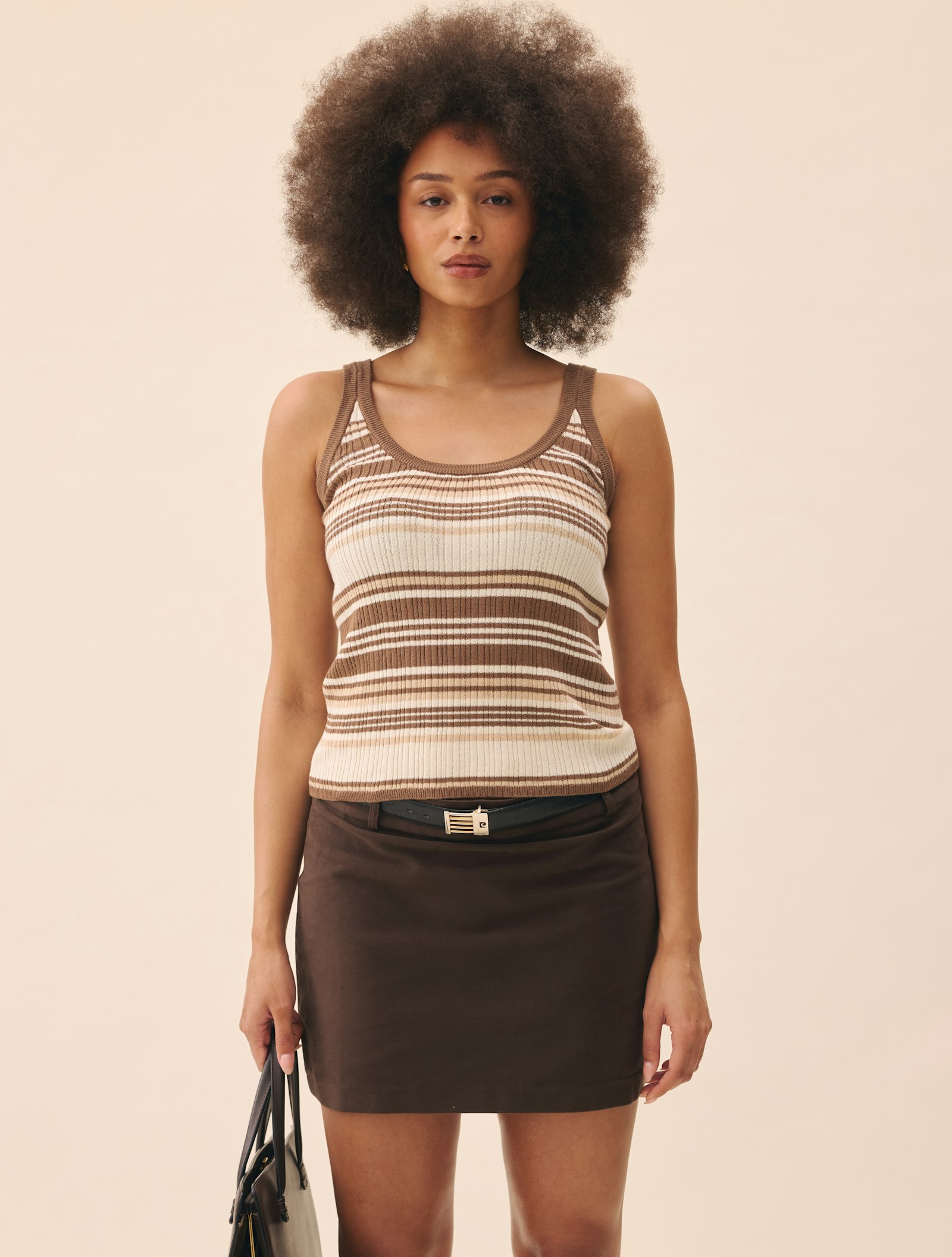 Moleskin Mini Skirt Brown