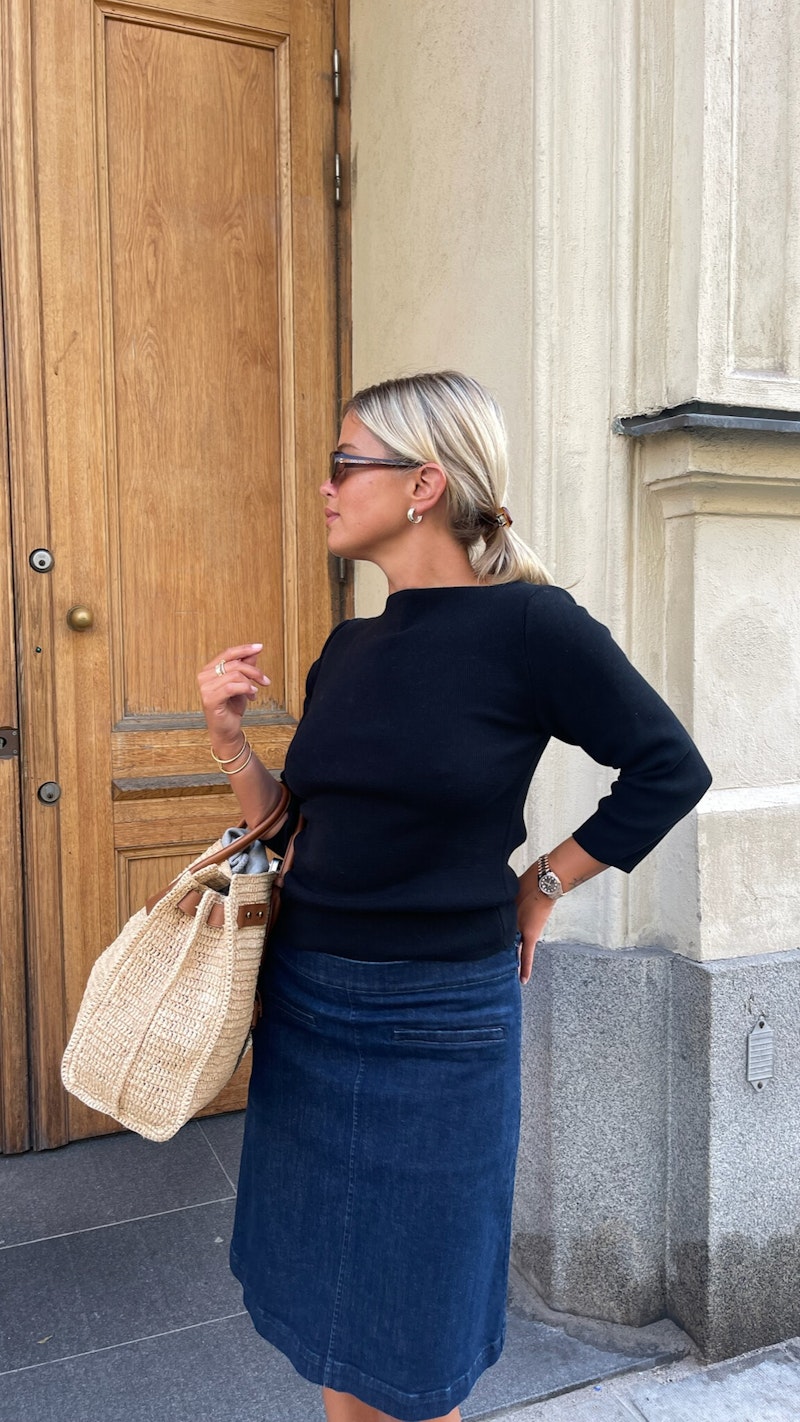 Denim A-line Skirt Midnight Blue