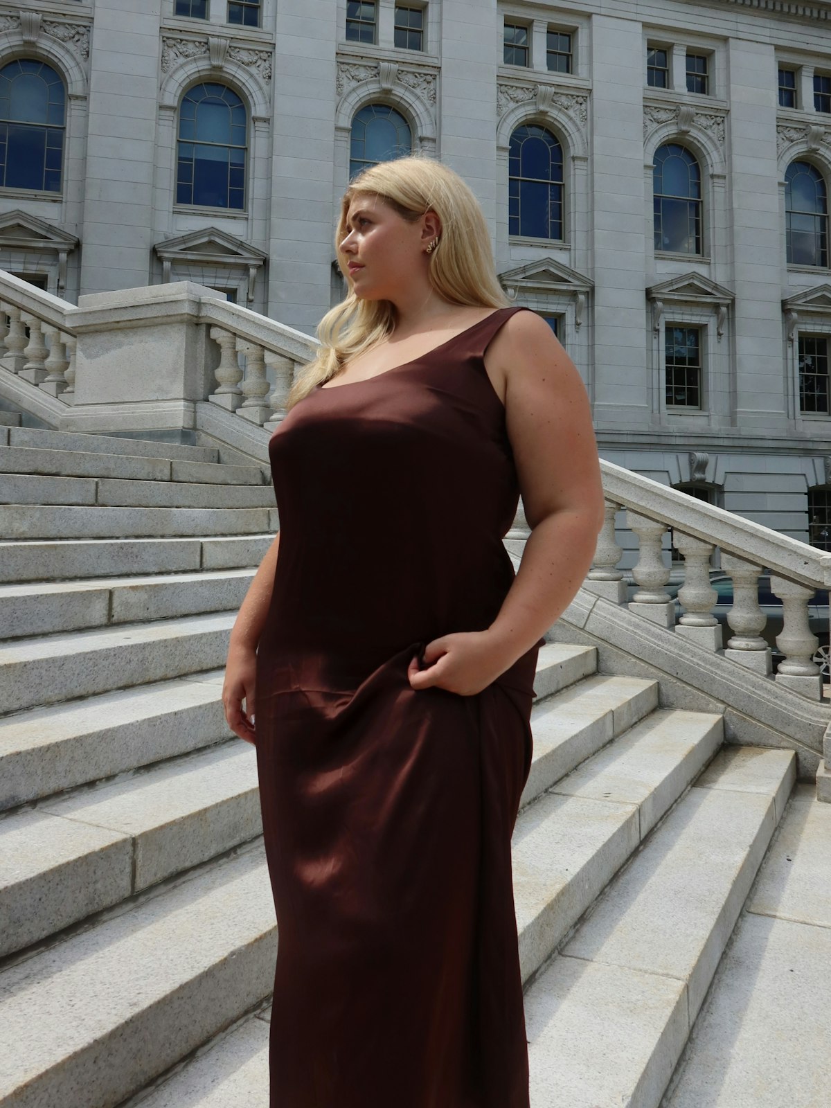 Satin Viscose Dress Dark Mocha
