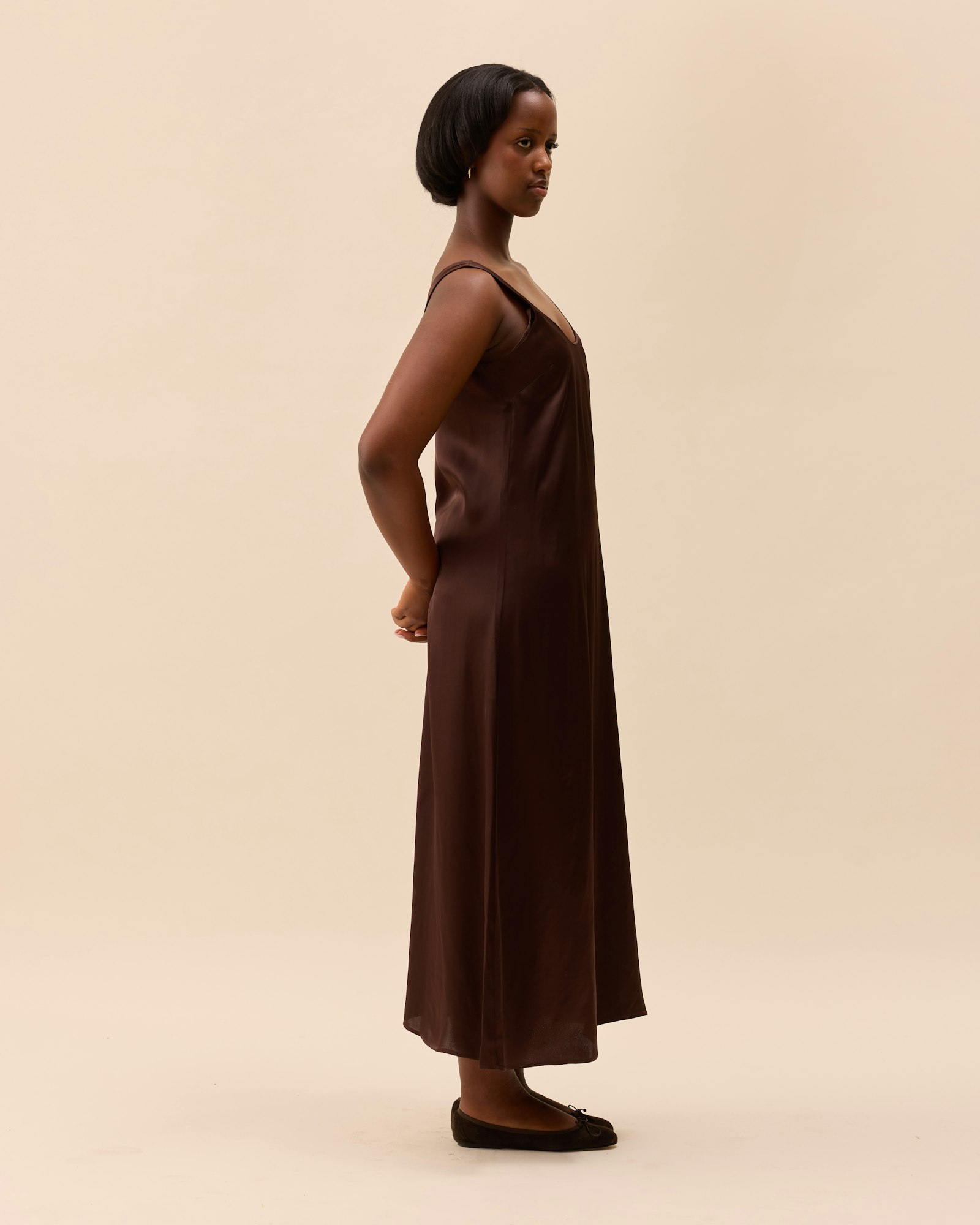 Satin Viscose Dress Dark Mocha