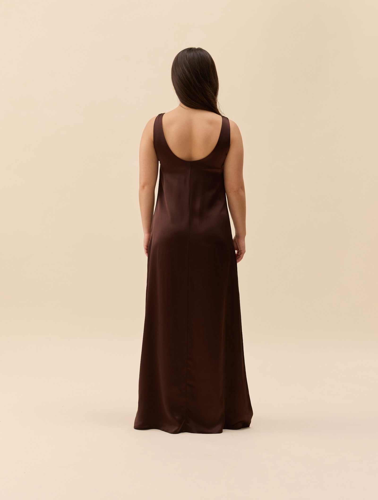 Satin Viscose Dress Dark Mocha