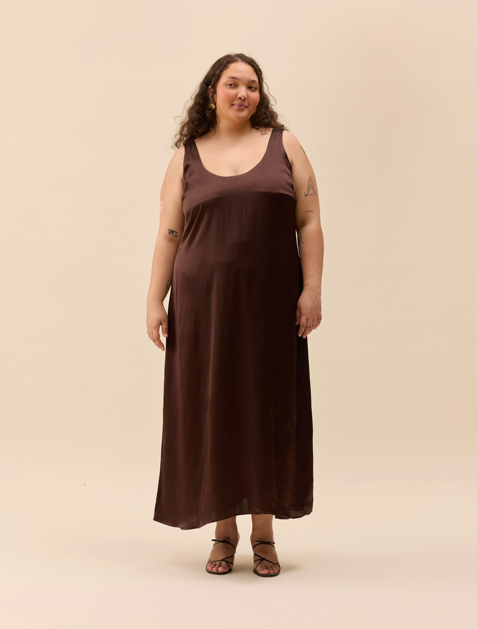 Satin Viscose Dress Dark Mocha