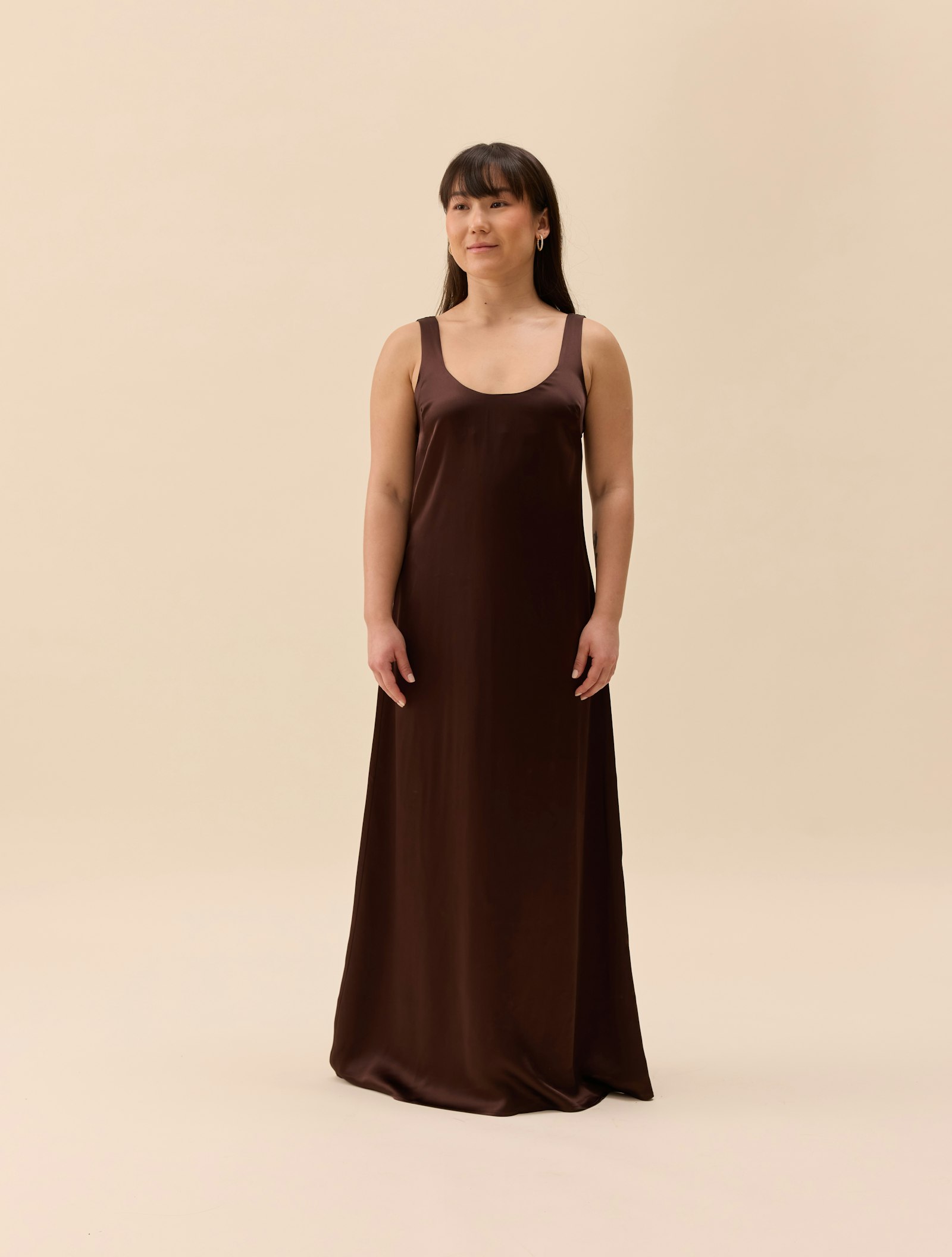 Satin Viscose Dress Dark Mocha