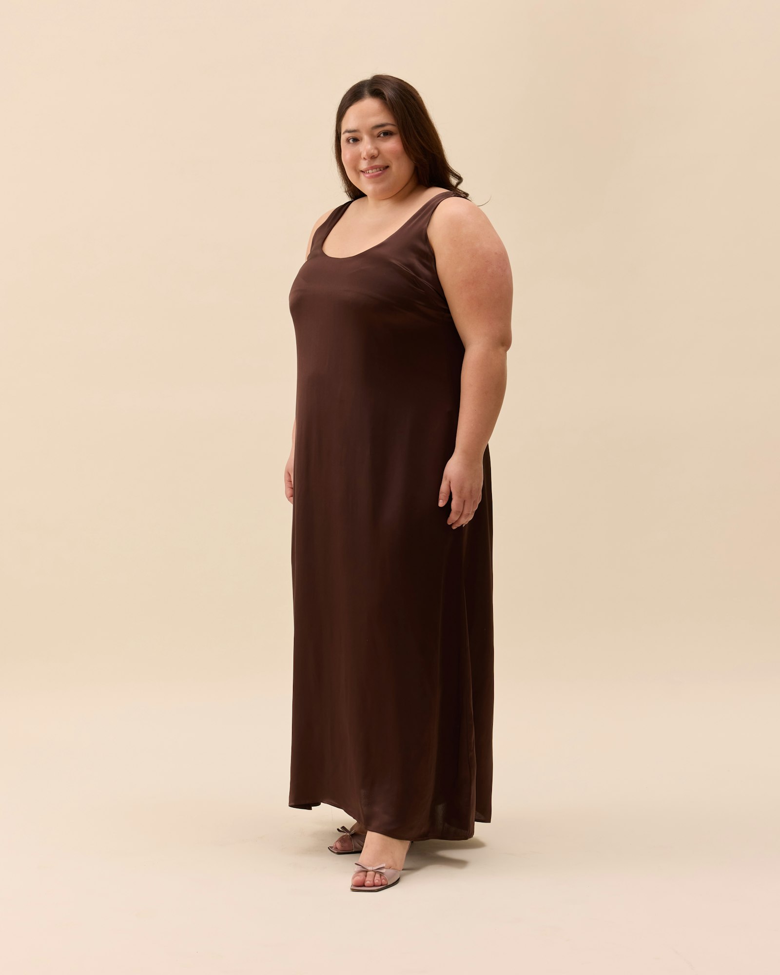 Satin Viscose Dress Dark Mocha